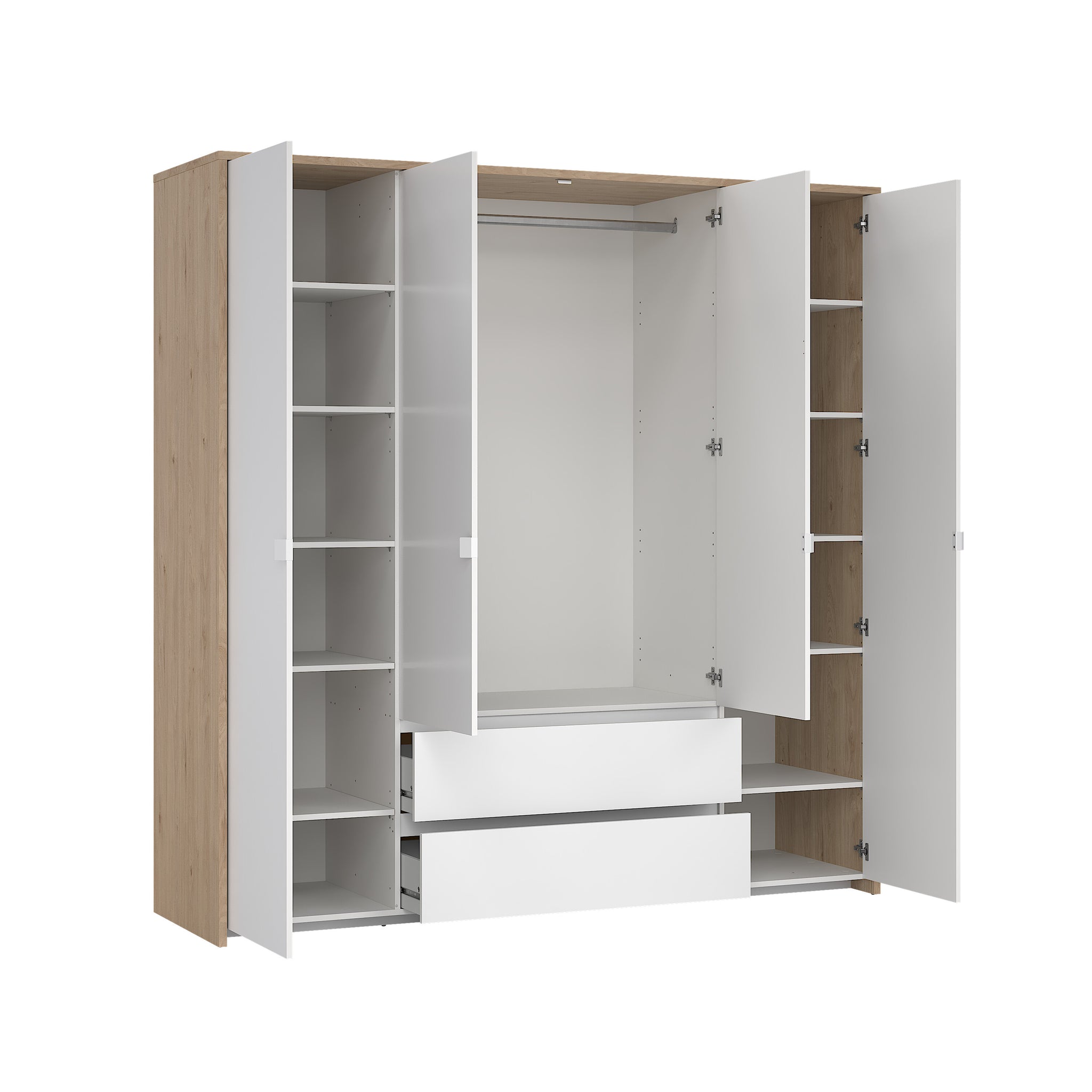 LEIFBAL | ארון פתיחה 4 דלתות ו-2 מגירות, בחיפוי מלמין