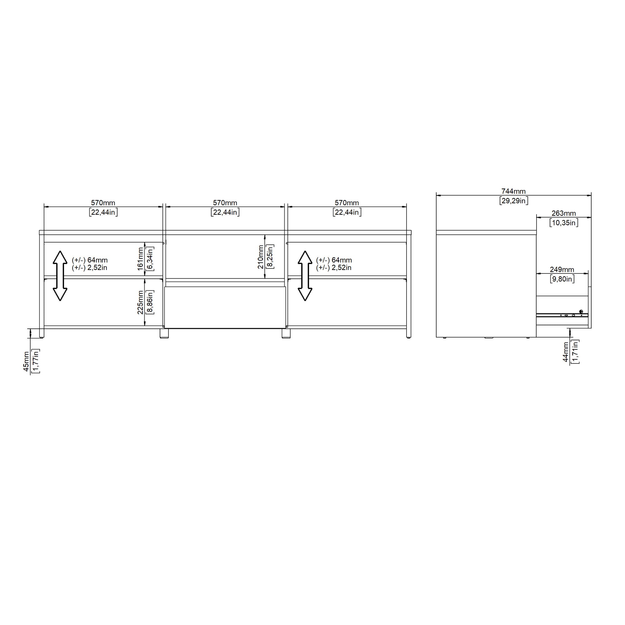 KNOT | מזנון נורדי עם מגירה, 2 דלתות ומדף פתוח - KUALA