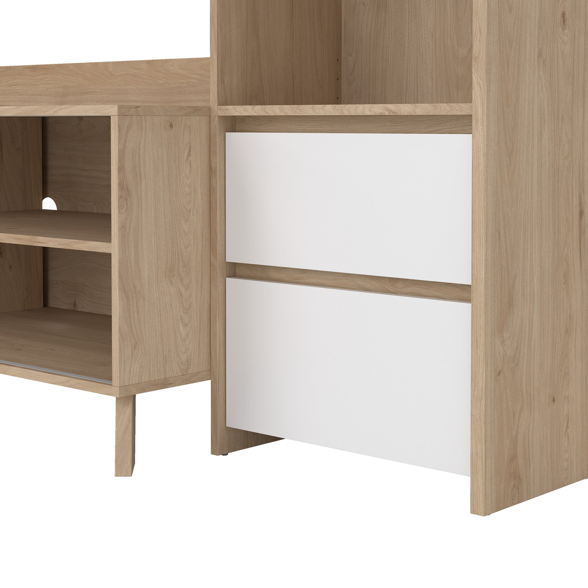 ERA | יחידת קיר לטלוויזיה עם 2 מגירות, 2 דלתות ומדפים פתוחים - KUALA