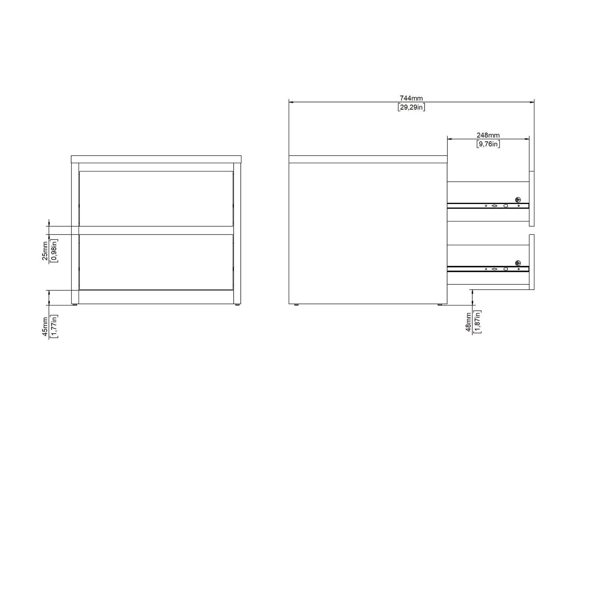 GRID | שידת לילה 51/48 ס"מ, עם 2 מגירות - KUALA