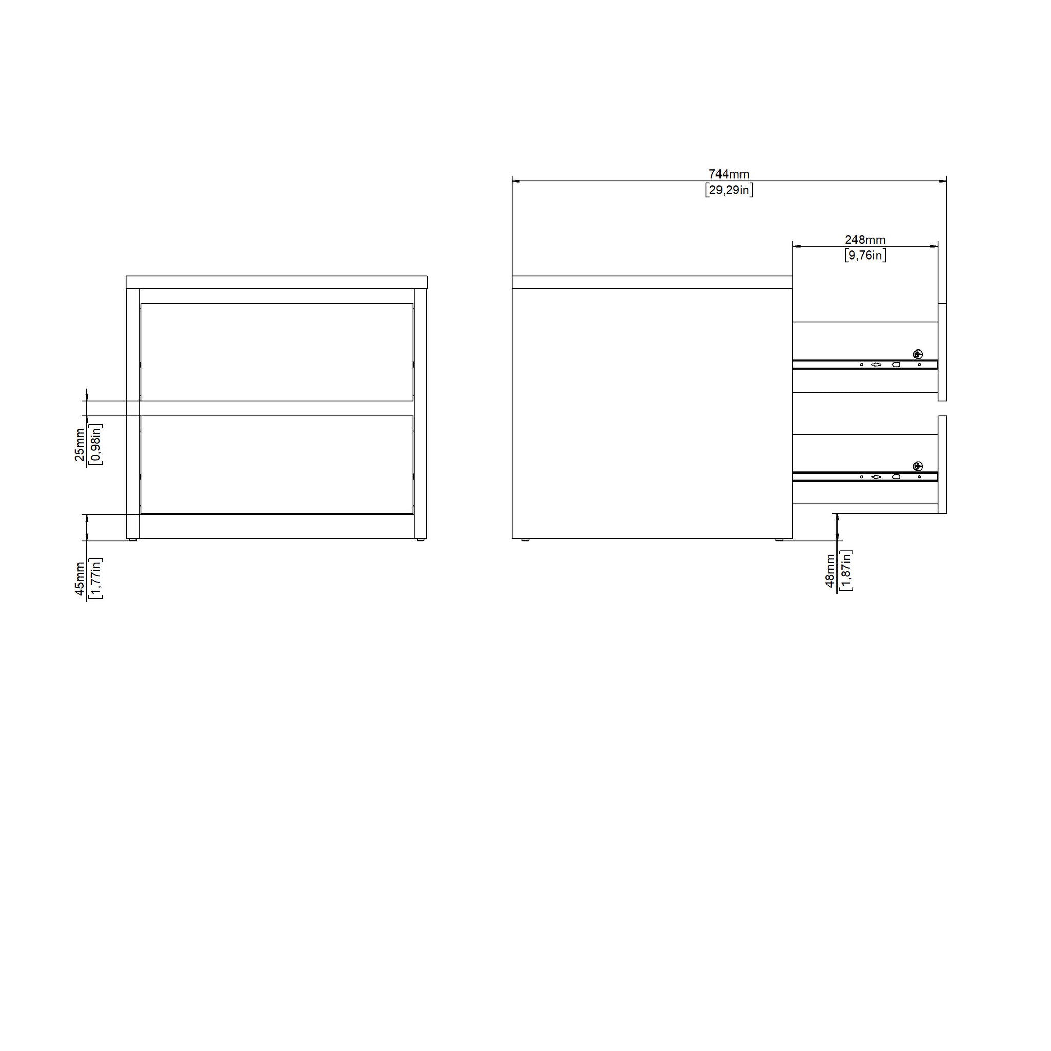 GRID | שידת לילה 51/48 ס"מ, עם 2 מגירות - KUALA