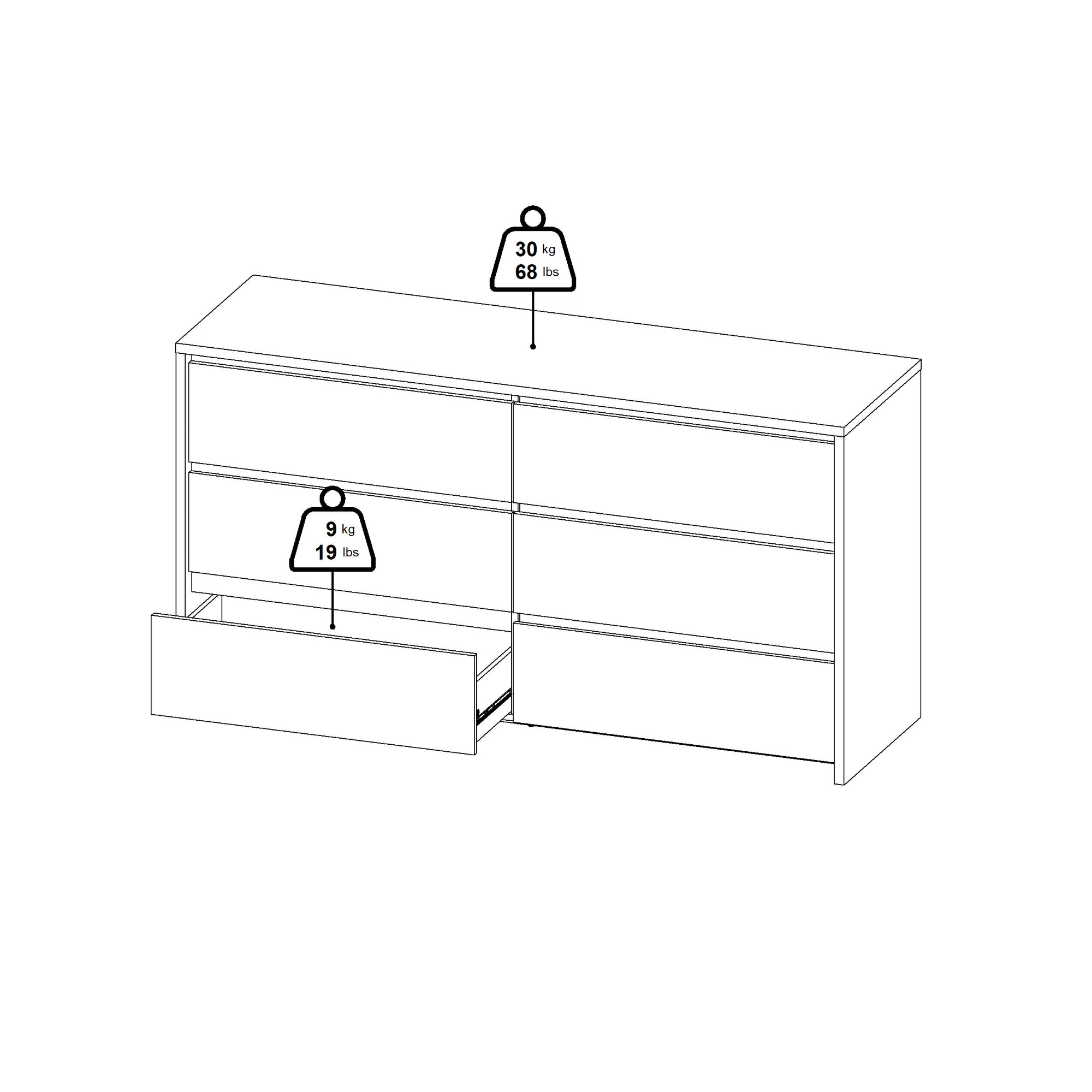 GROUNDA | קומודה עם 6 מגירות - KUALA