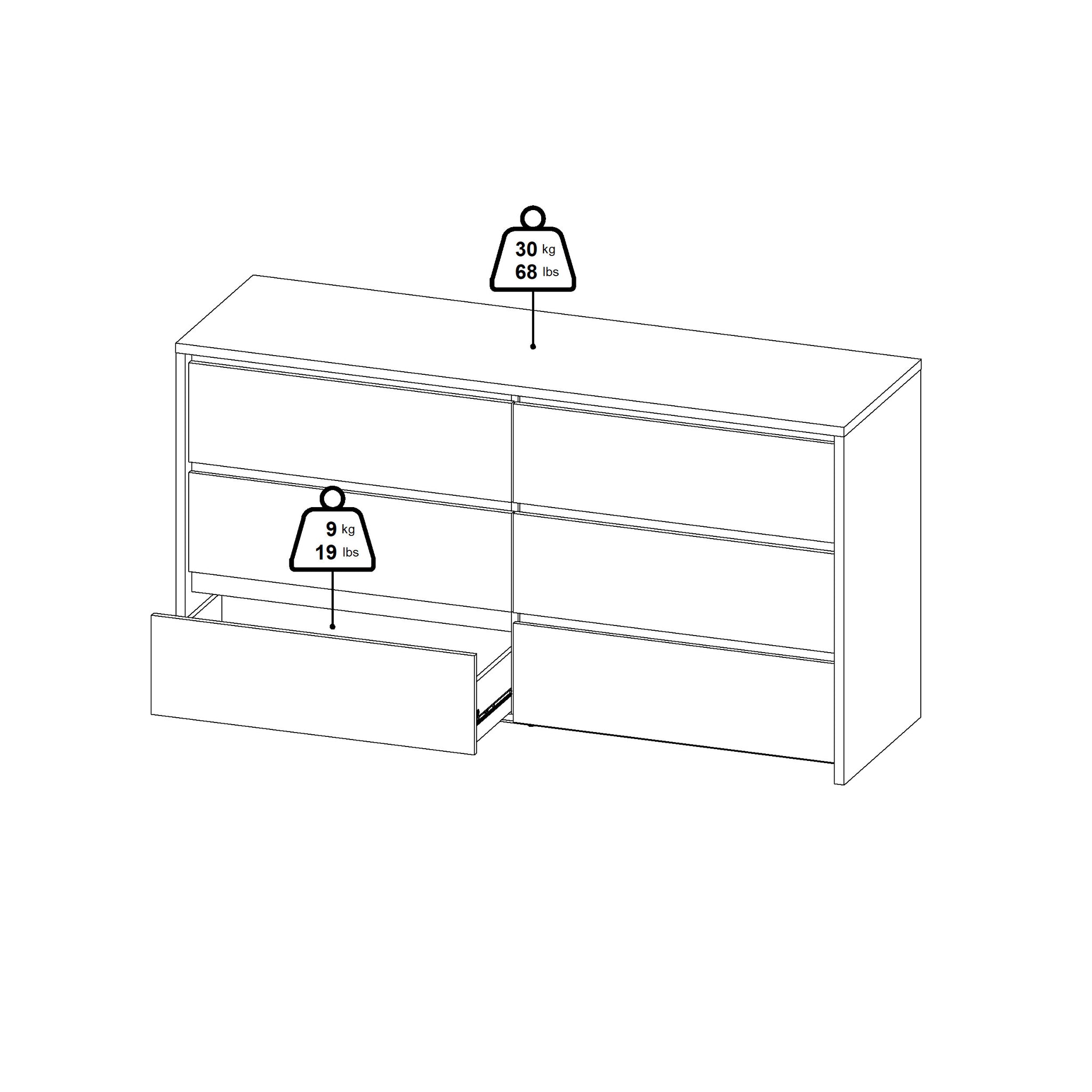 GROUNDA | קומודה עם 6 מגירות - KUALA