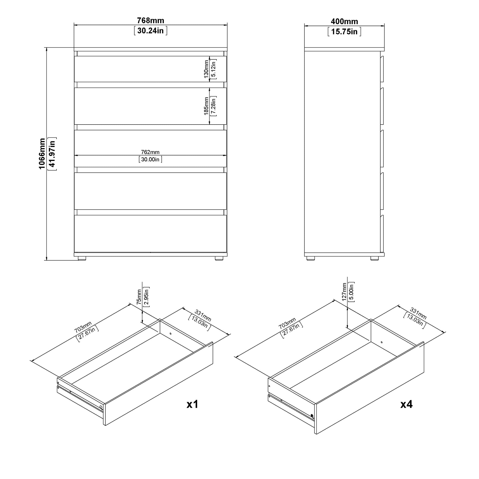 ASARO | קומודה ממלמין, עם 5 מגירות
