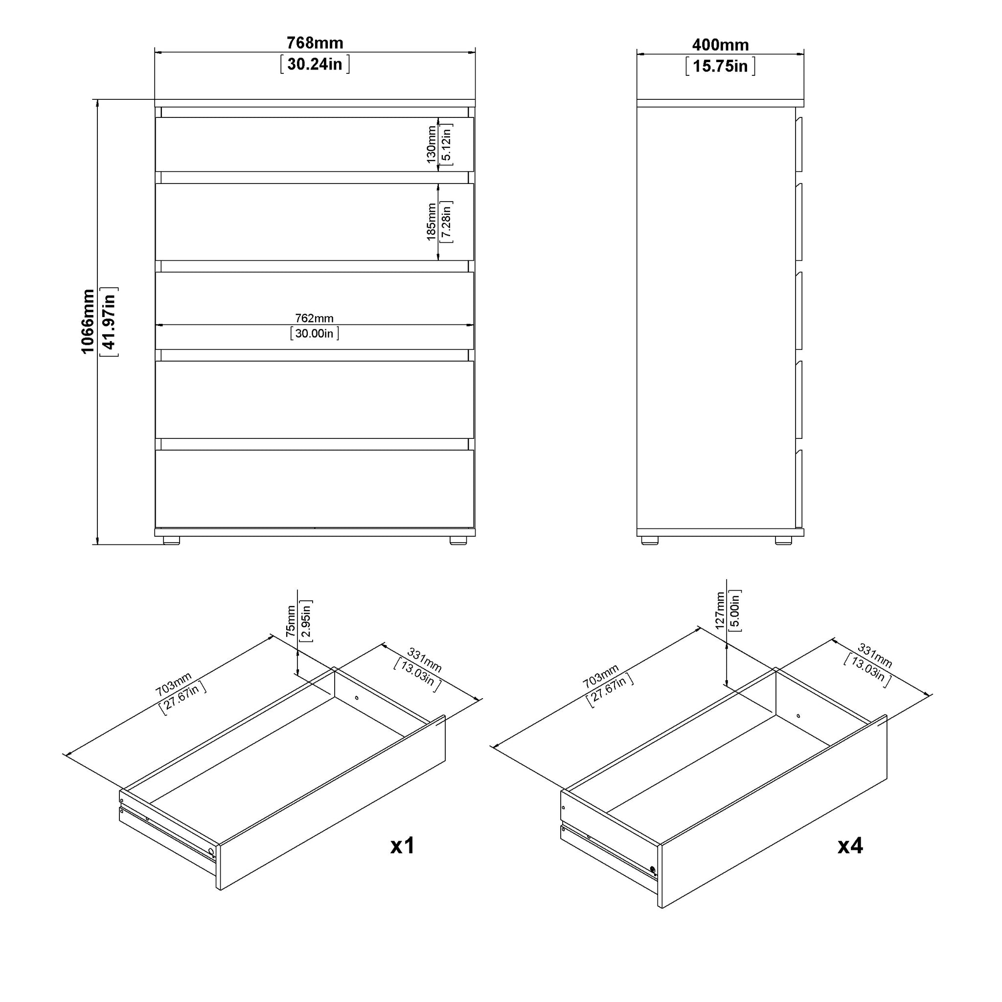 ASARO | קומודה ממלמין, עם 5 מגירות