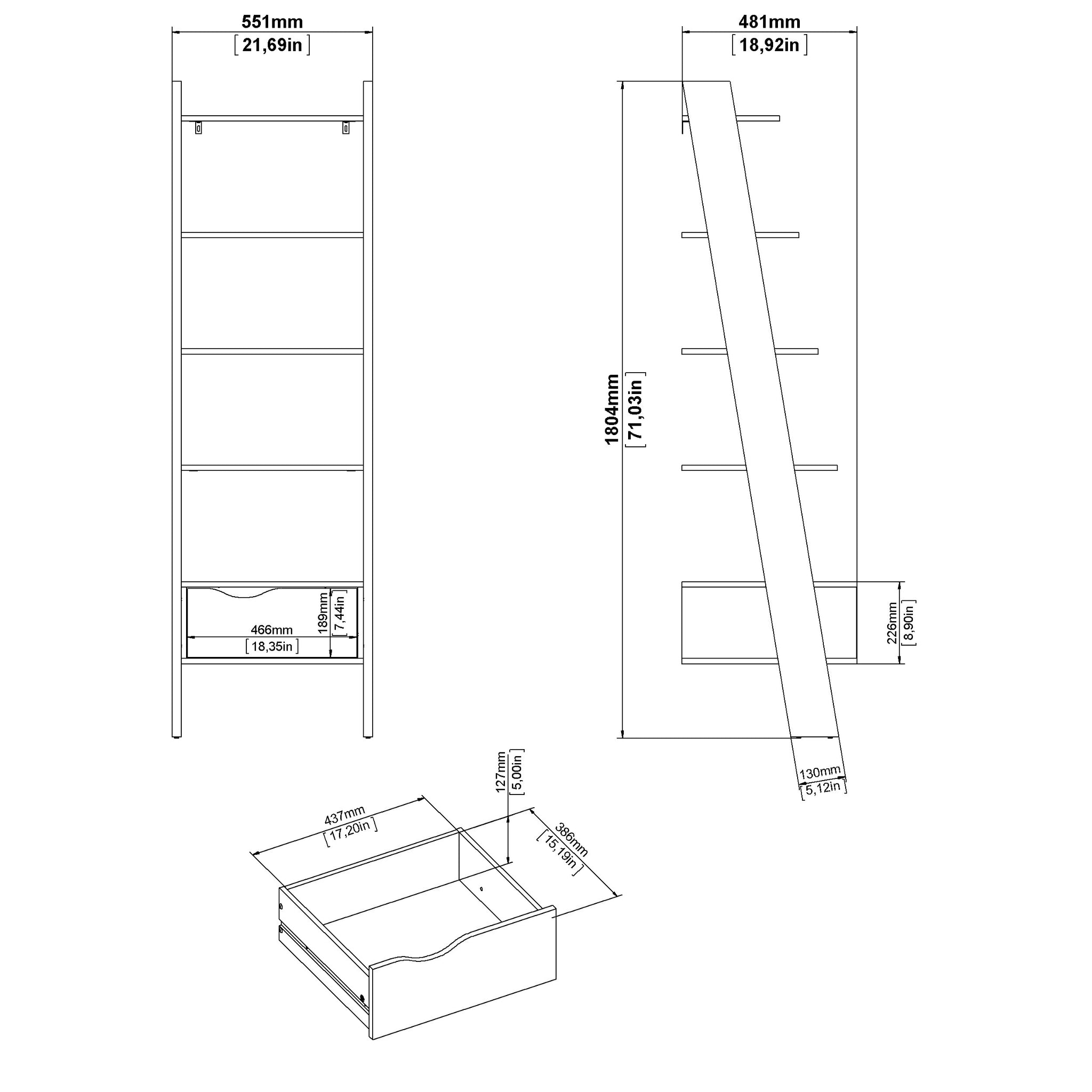 JOROYA | יחידת מדפים ממלמין, עם מגירה ומדפים פתוחים