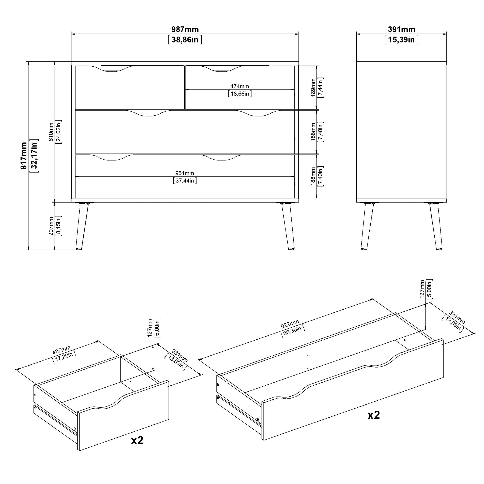 KARIMI | קומודה ממלמין, עם 4 מגירות