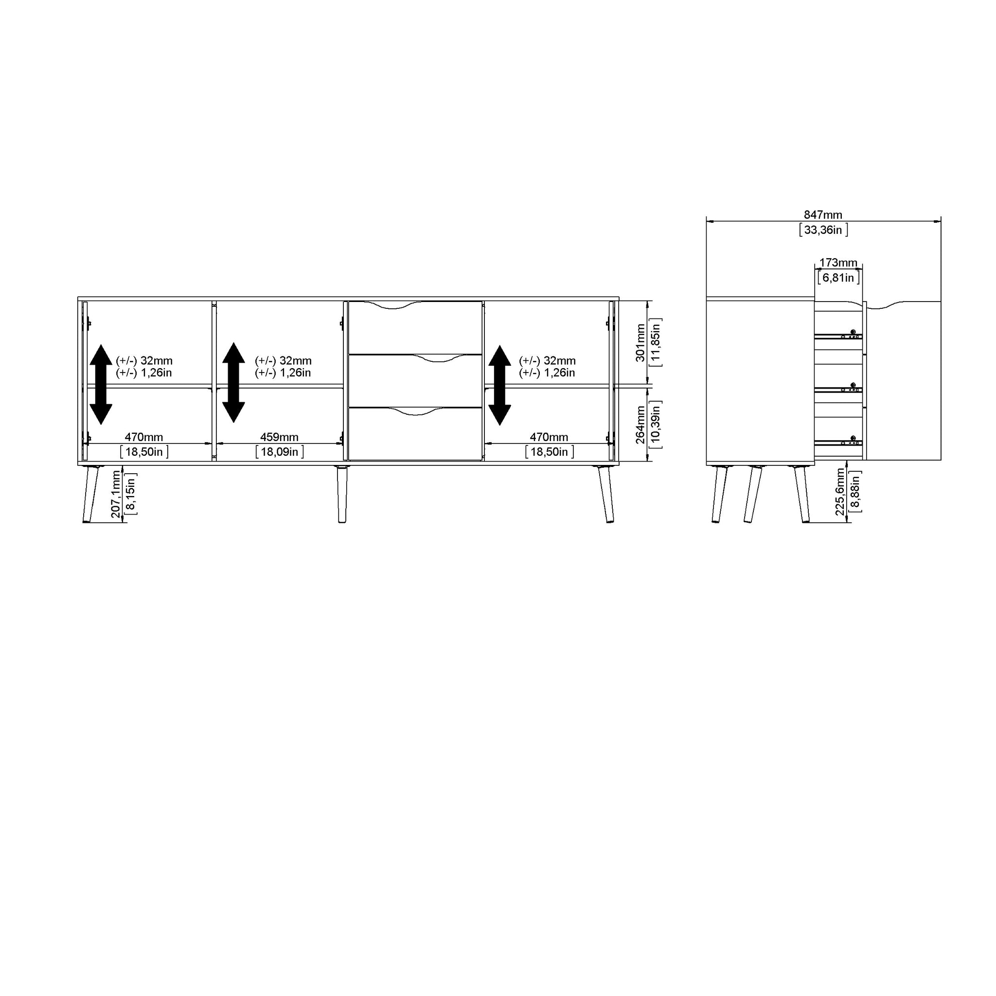 ASAVI | שידת אחסון ממלמין, עם מגירות ומדפים סגורים