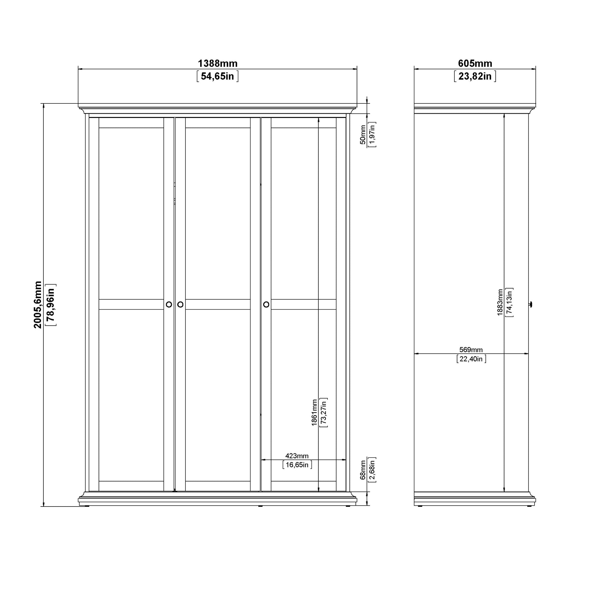 TULONI | ארון 3 דלתות פתיחה בחיפוי מלמין
