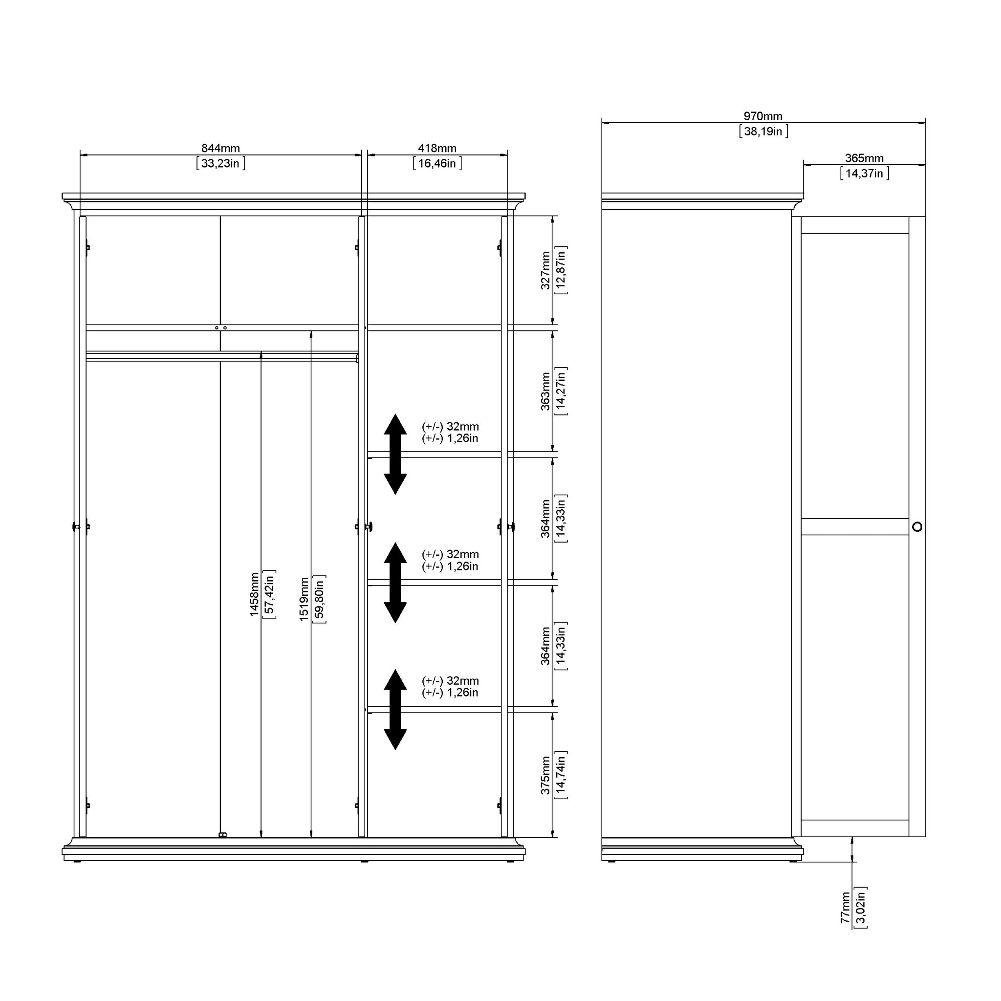 TULONI | ארון 3 דלתות פתיחה בחיפוי מלמין