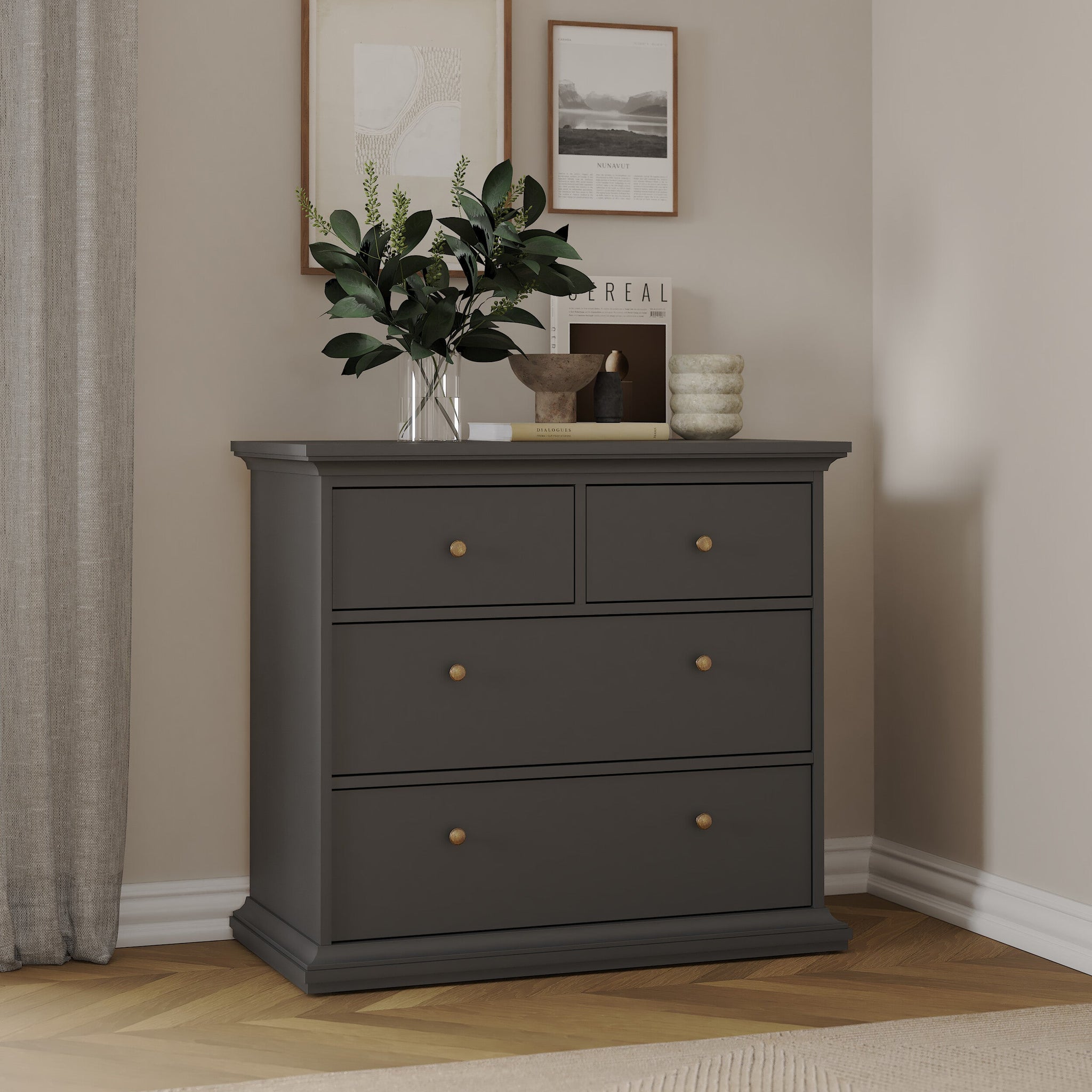 HAKUTI | שידת אחסון ממלמין, עם 4 מגירות