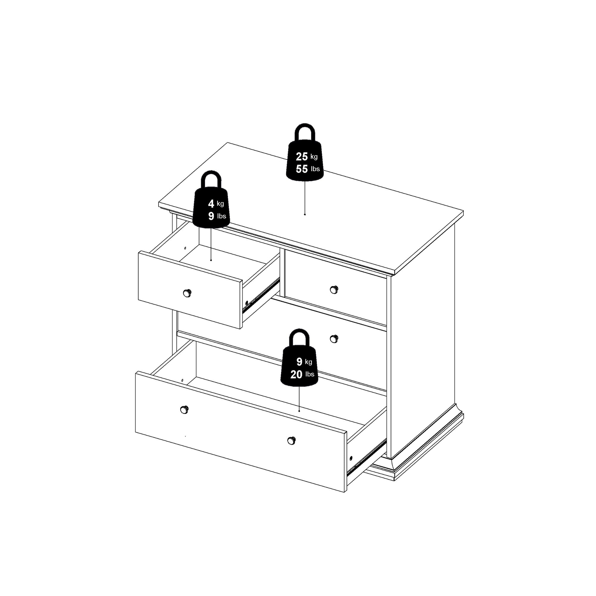 HAKUTI | שידת אחסון ממלמין, עם 4 מגירות