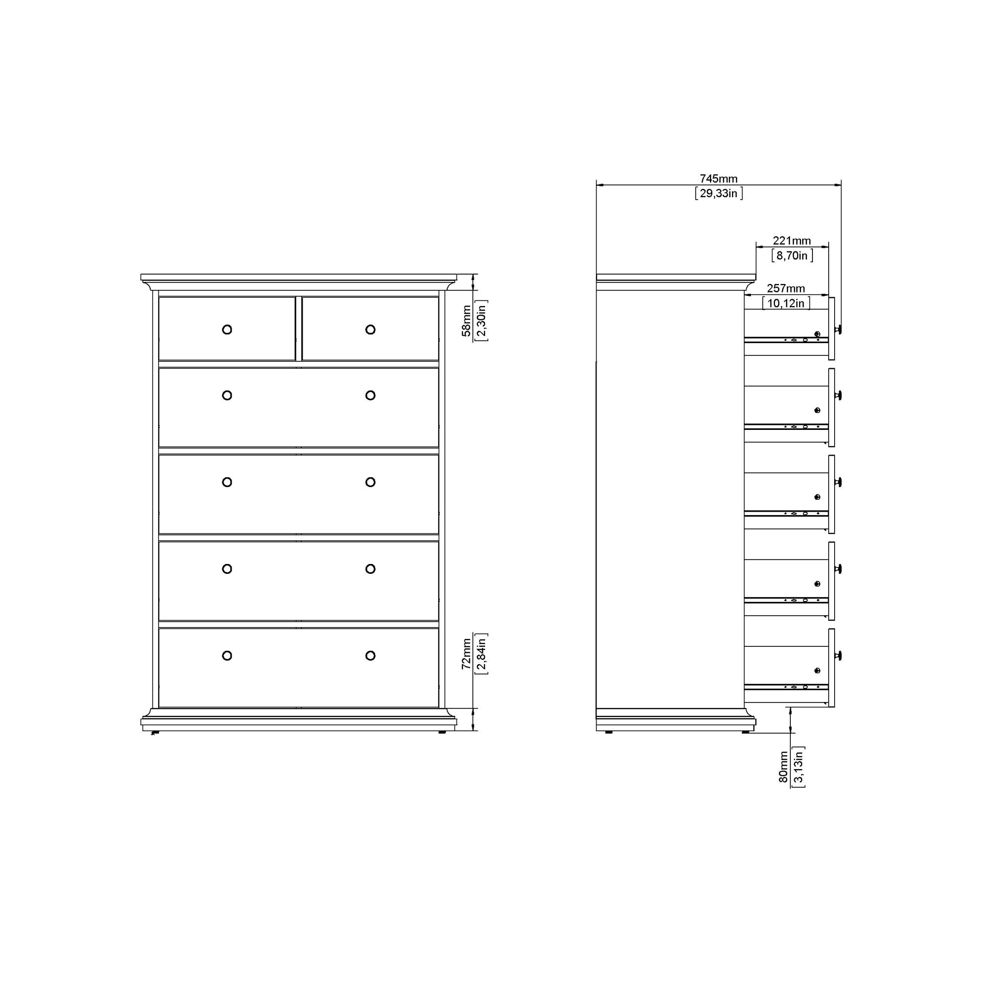 KOREV | שידת אחסון ממלמין, עם 6 מגירות