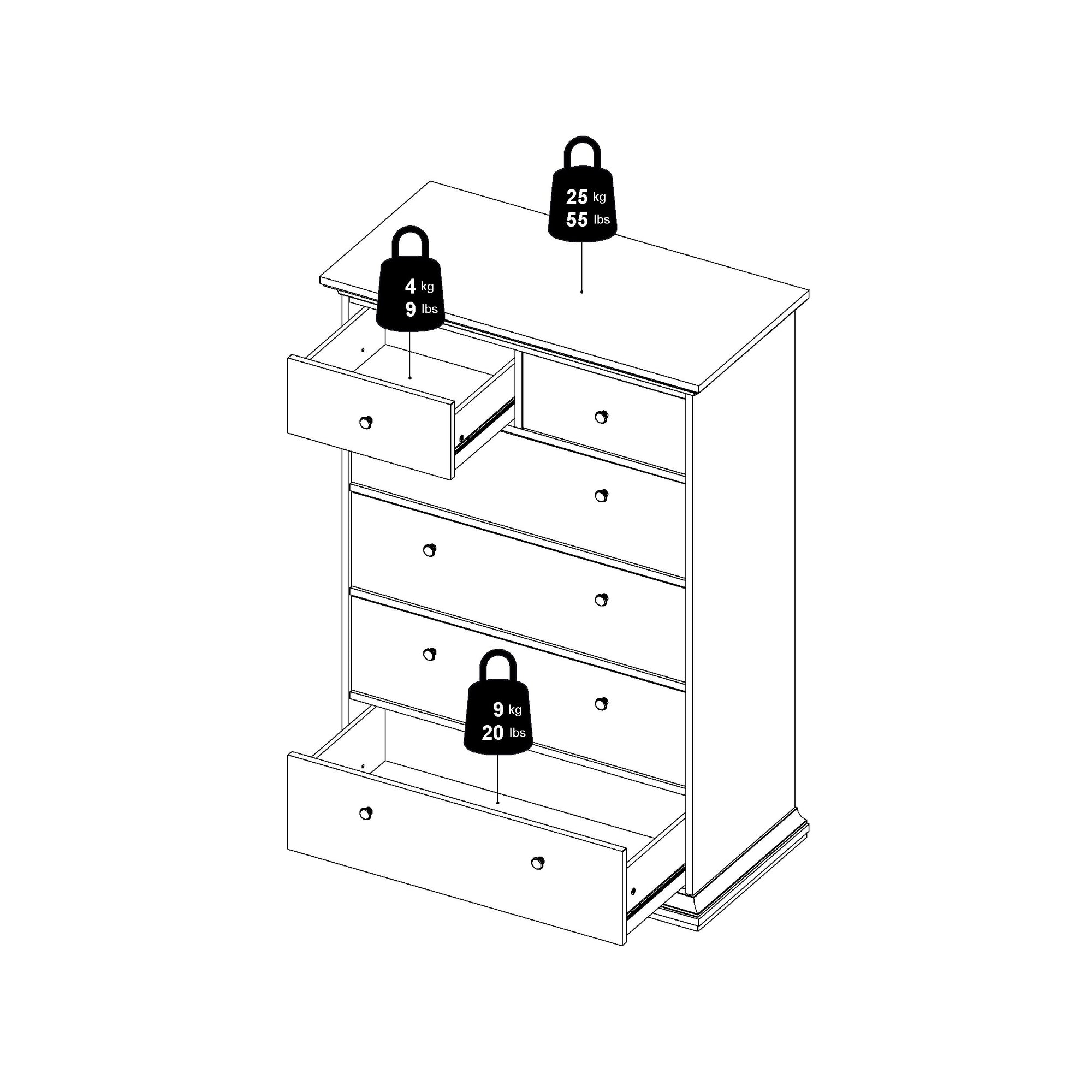 KOREV | שידת אחסון ממלמין, עם 6 מגירות