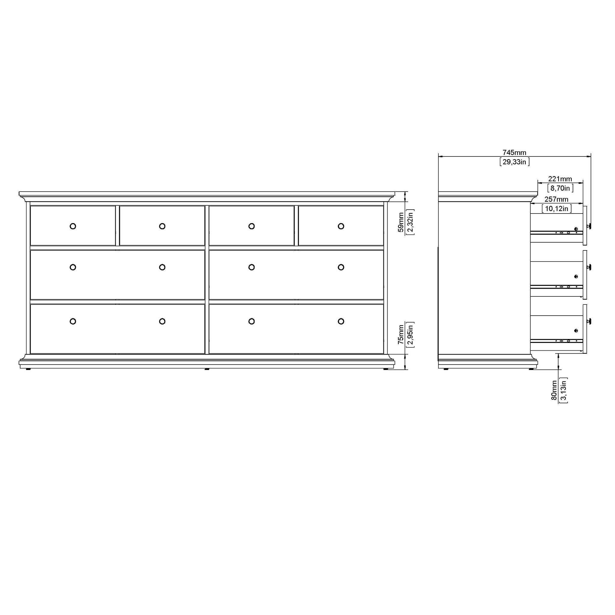TOVENT | קומודה עם 8 מגירות