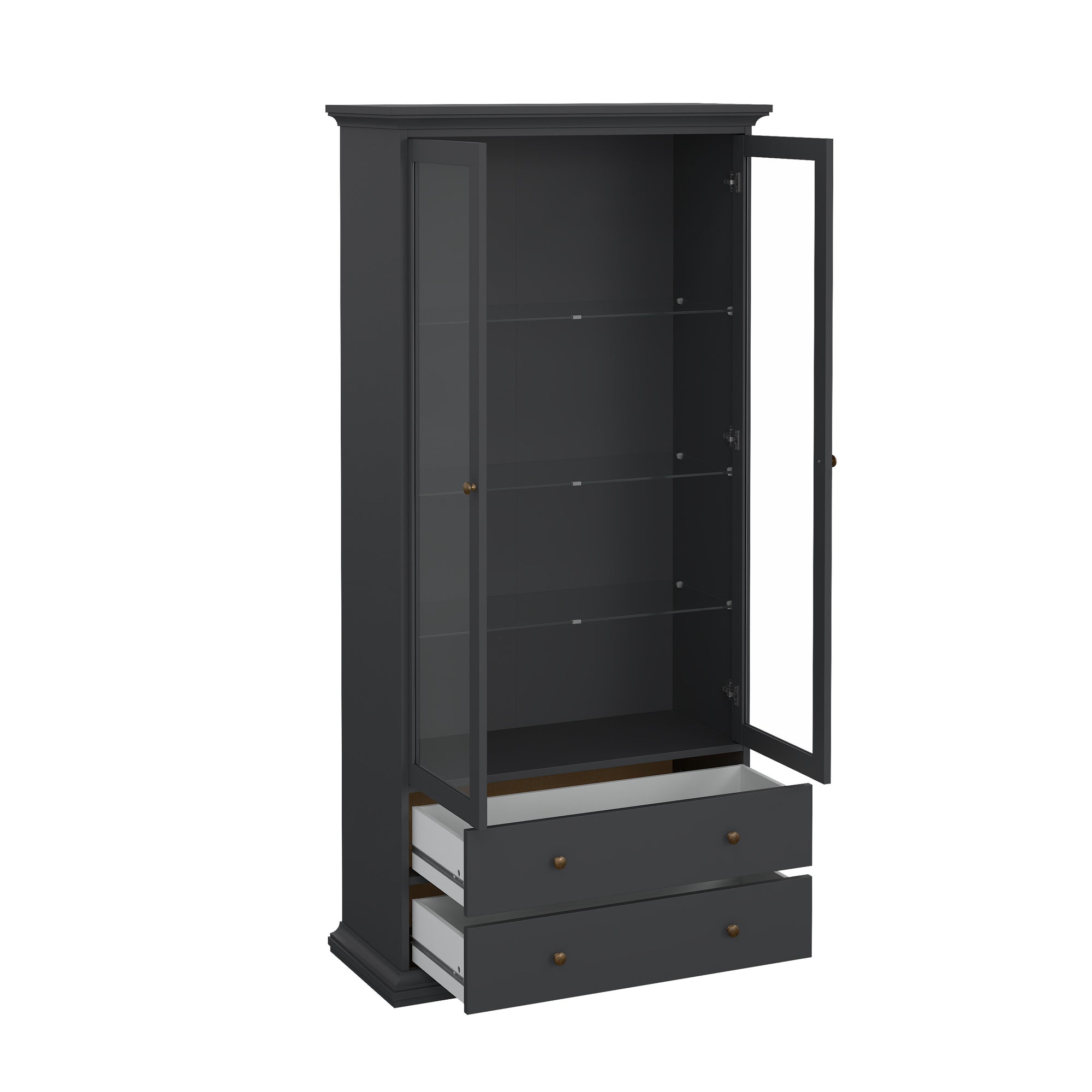 GUSTA | ספריה בשילוב זכוכית עם 2 דלתות ו- 2 מגירות - KUALA