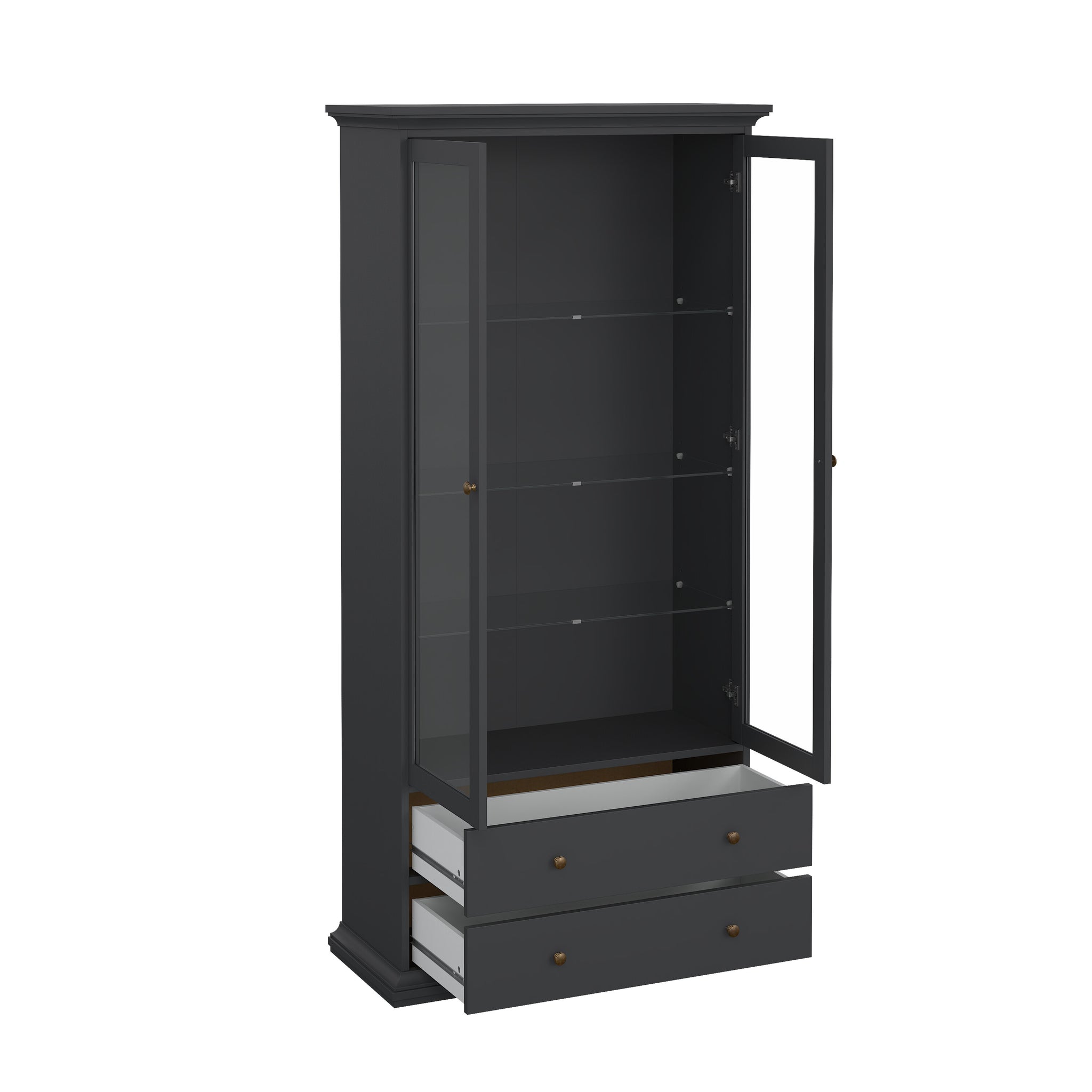 GUSTA | ספריה בשילוב זכוכית עם 2 דלתות ו- 2 מגירות - KUALA