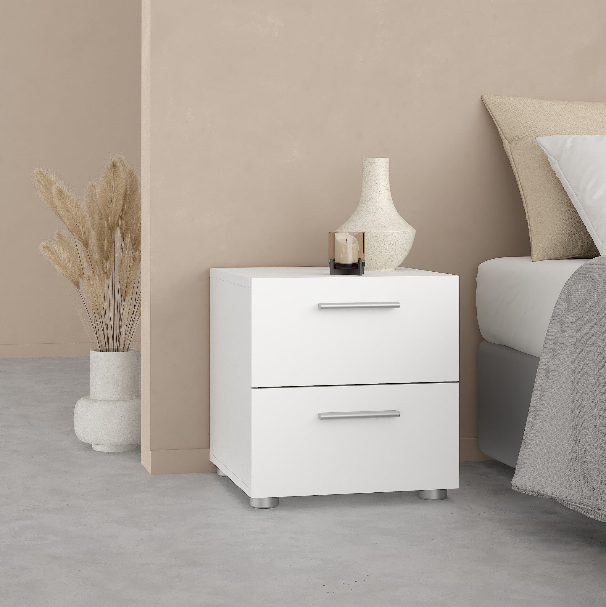 EDDA | שידת לילה ממלמין 40/40 ס"מ, עם מגירות