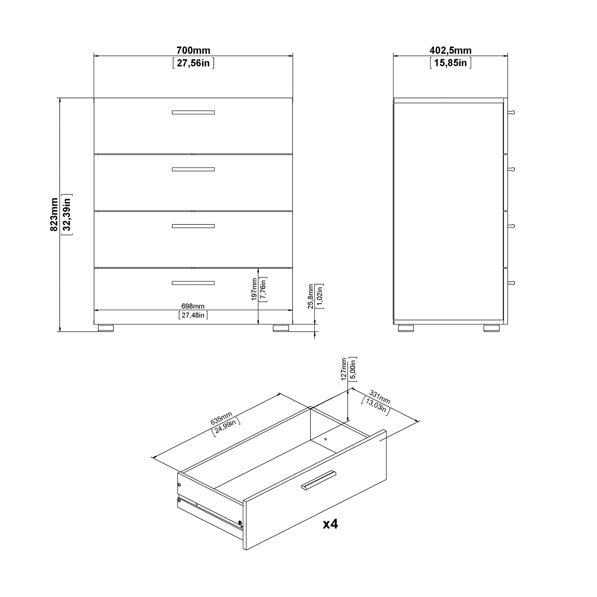 SNORSKA | קומודה ממלמין, עם מגירות - KUALA