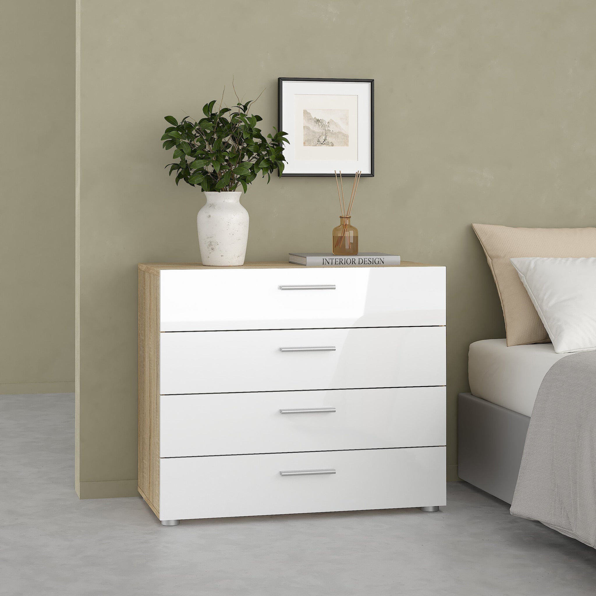 HELVI | שידת אחסון ממלמין, עם 4 מגירות