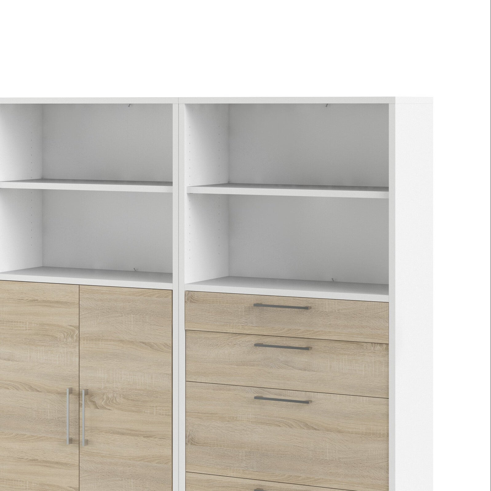 SOYI | יחידת אחסון ממלמין, עם מגירות ומדפים פתוחים וסגורים