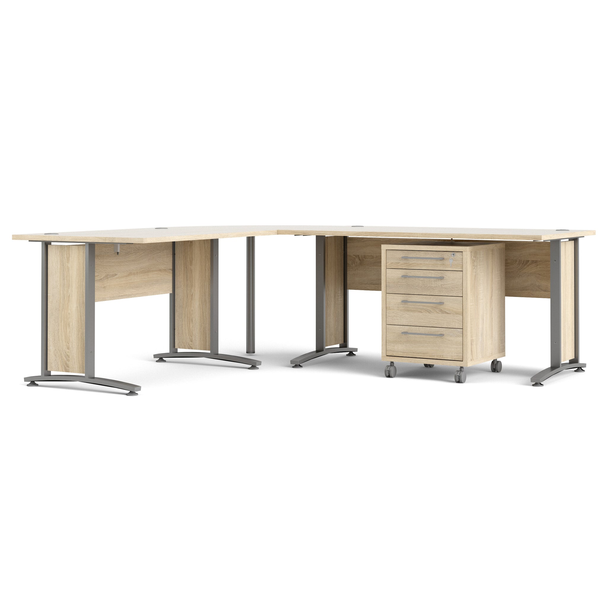 ZUYO | שולחן עבודה פינתי ושידת מגירות ממלמין ומתכת, 200/230 ס"מ - KUALA