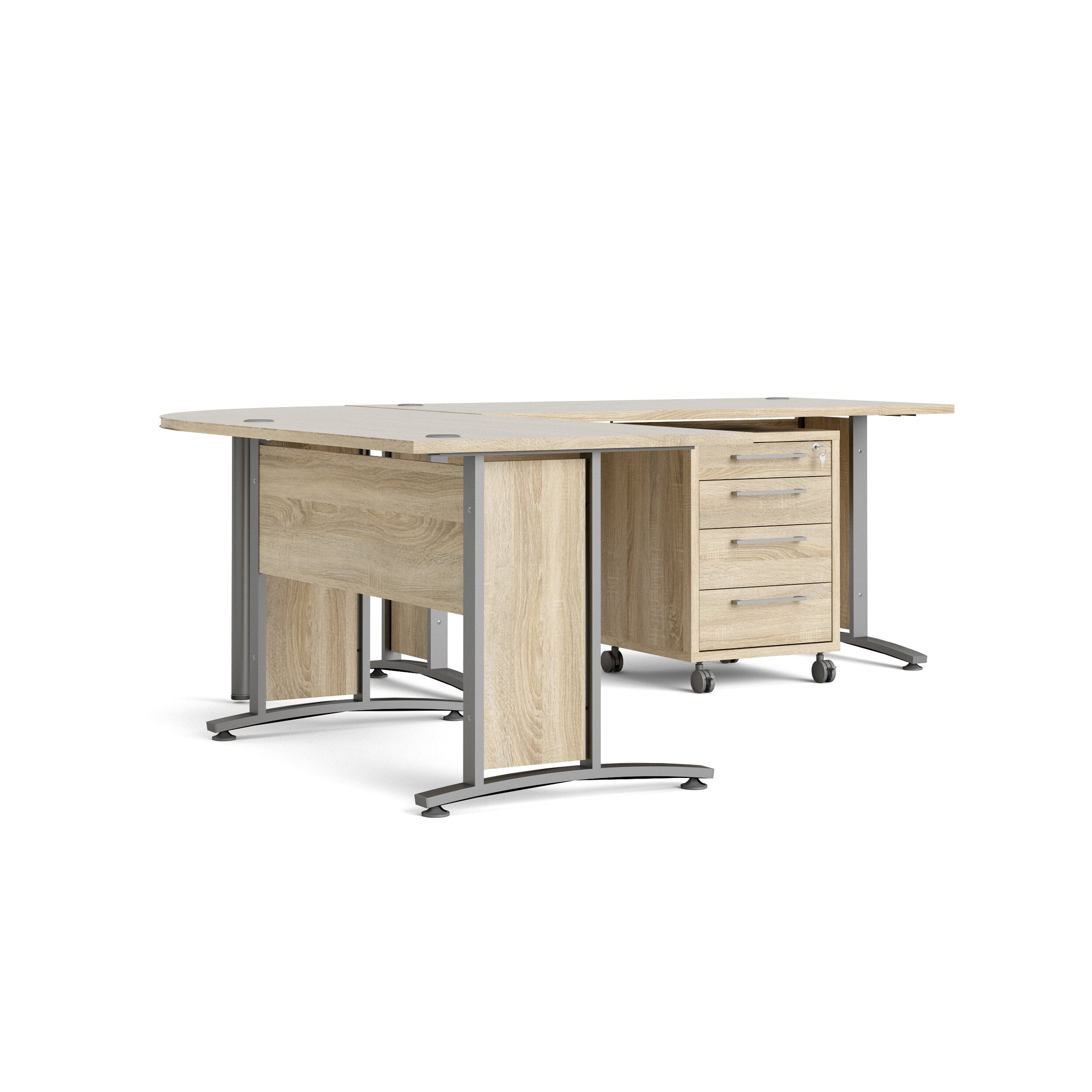 ZUYO | שולחן עבודה פינתי ושידת מגירות ממלמין ומתכת, 200/230 ס"מ - KUALA