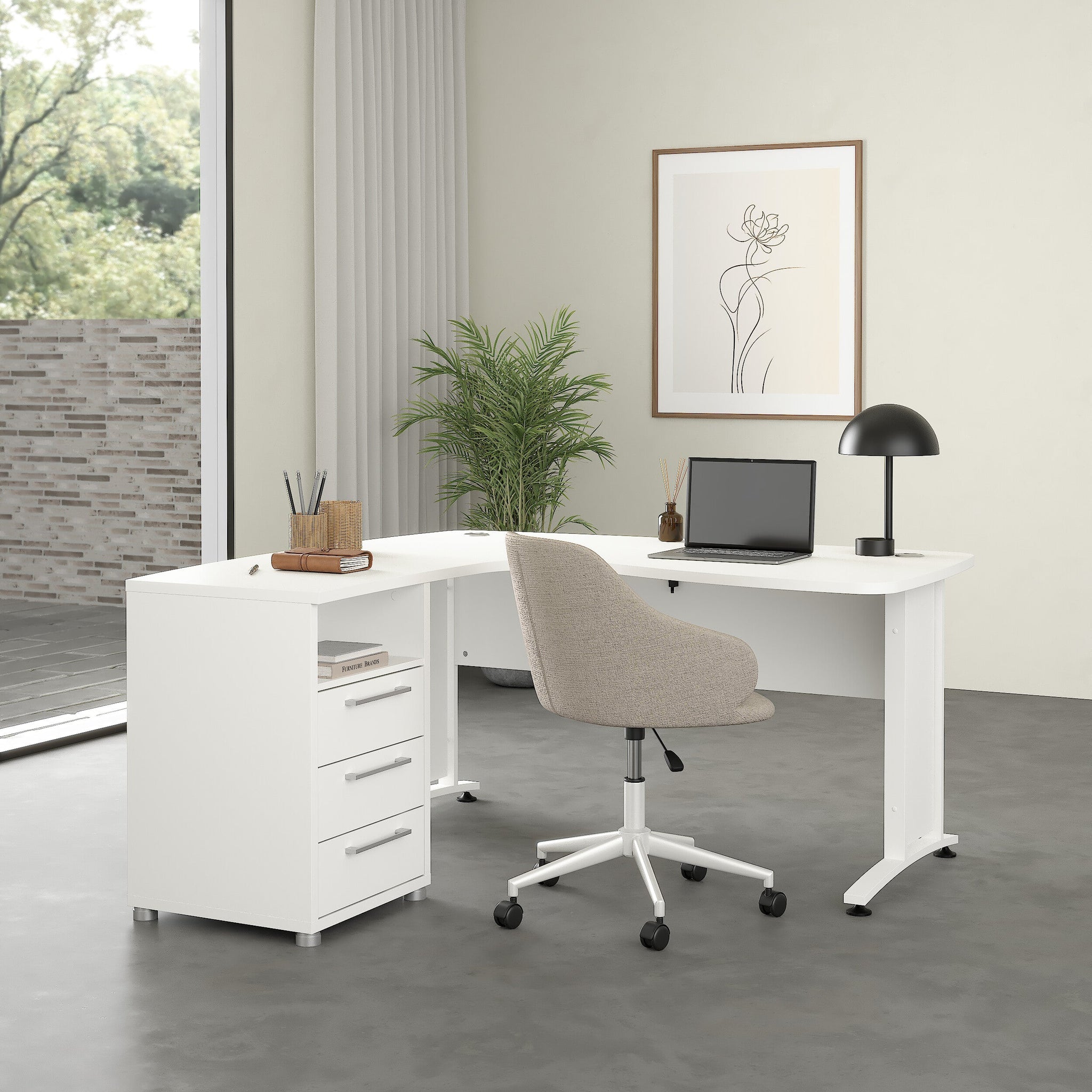 FORM | שולחן עבודה פינתי עם 3 מגירות ומדף פתוח, 150/160 ס"מ - KUALA