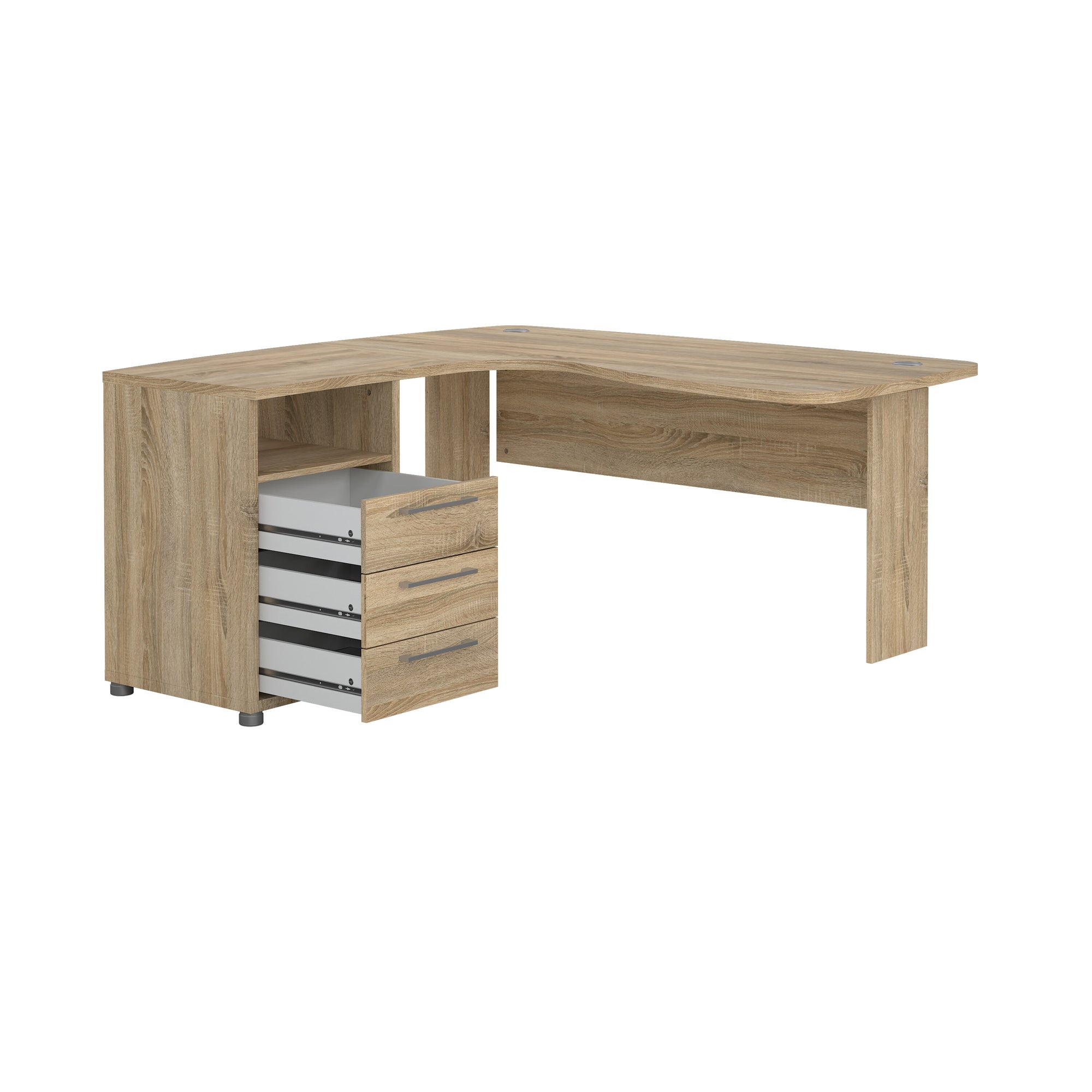 KUBE | שולחן עבודה פינתי עם 3 מגירות ומדף פתוח, 150/160 ס"מ - KUALA