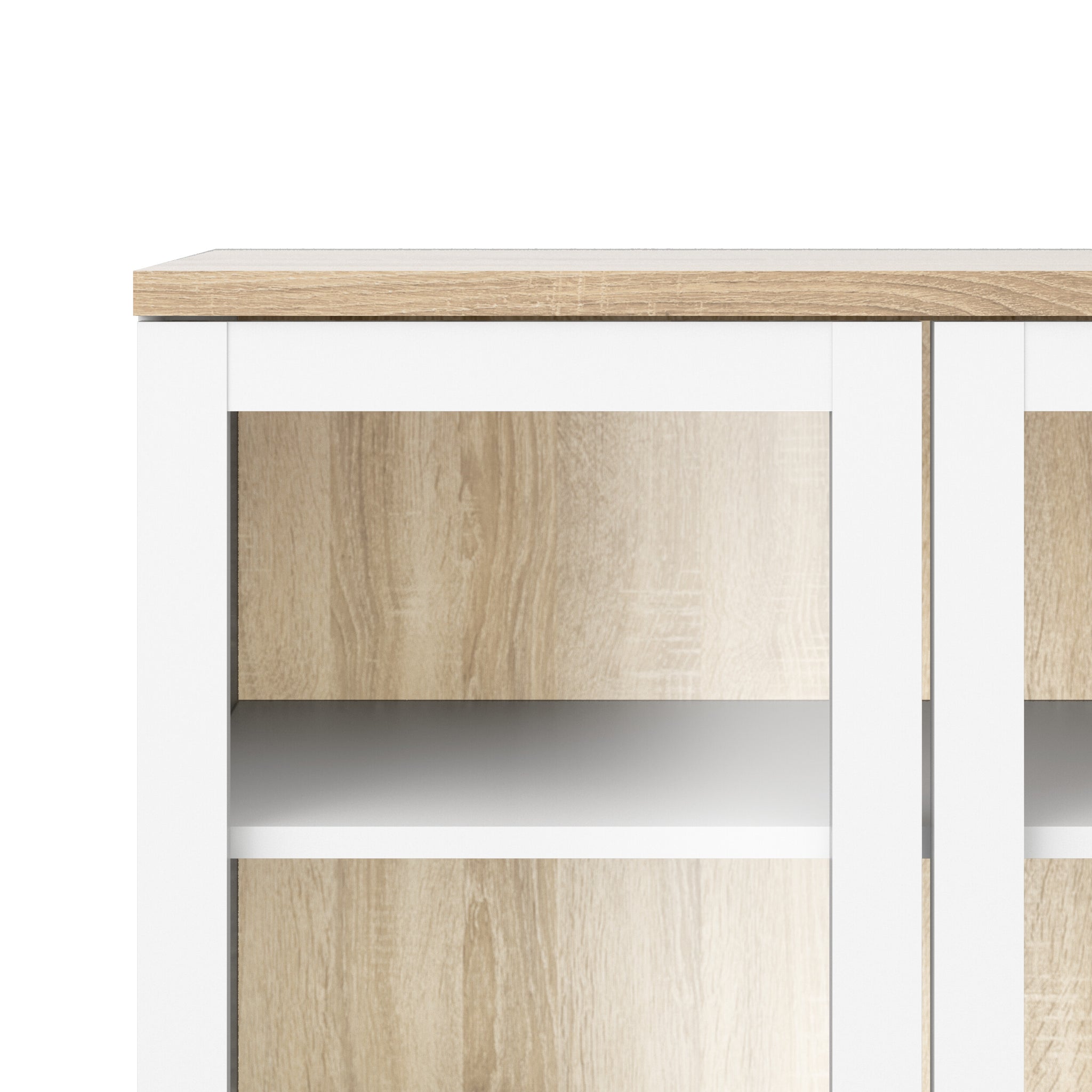 KARINO | ספריה ממלמין וזכוכית, עם מדפים סגורים