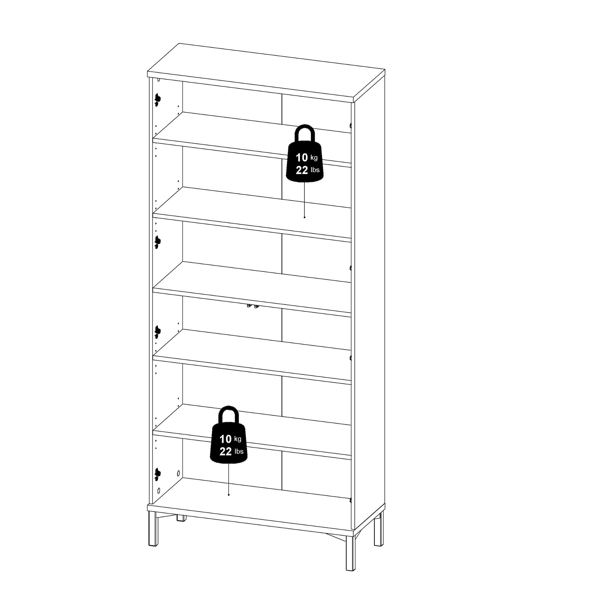 KARINO | ספריה ממלמין וזכוכית, עם מדפים סגורים