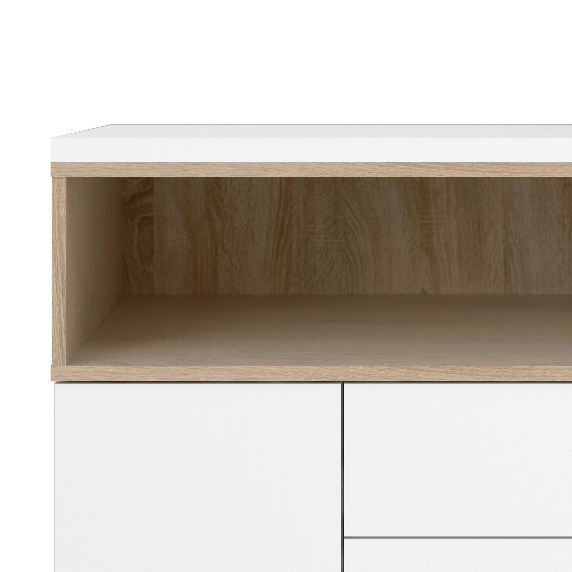 TUVA | מזנון נורדי ממלמין, עם מגירות ומדפים פתוחים וסגורים