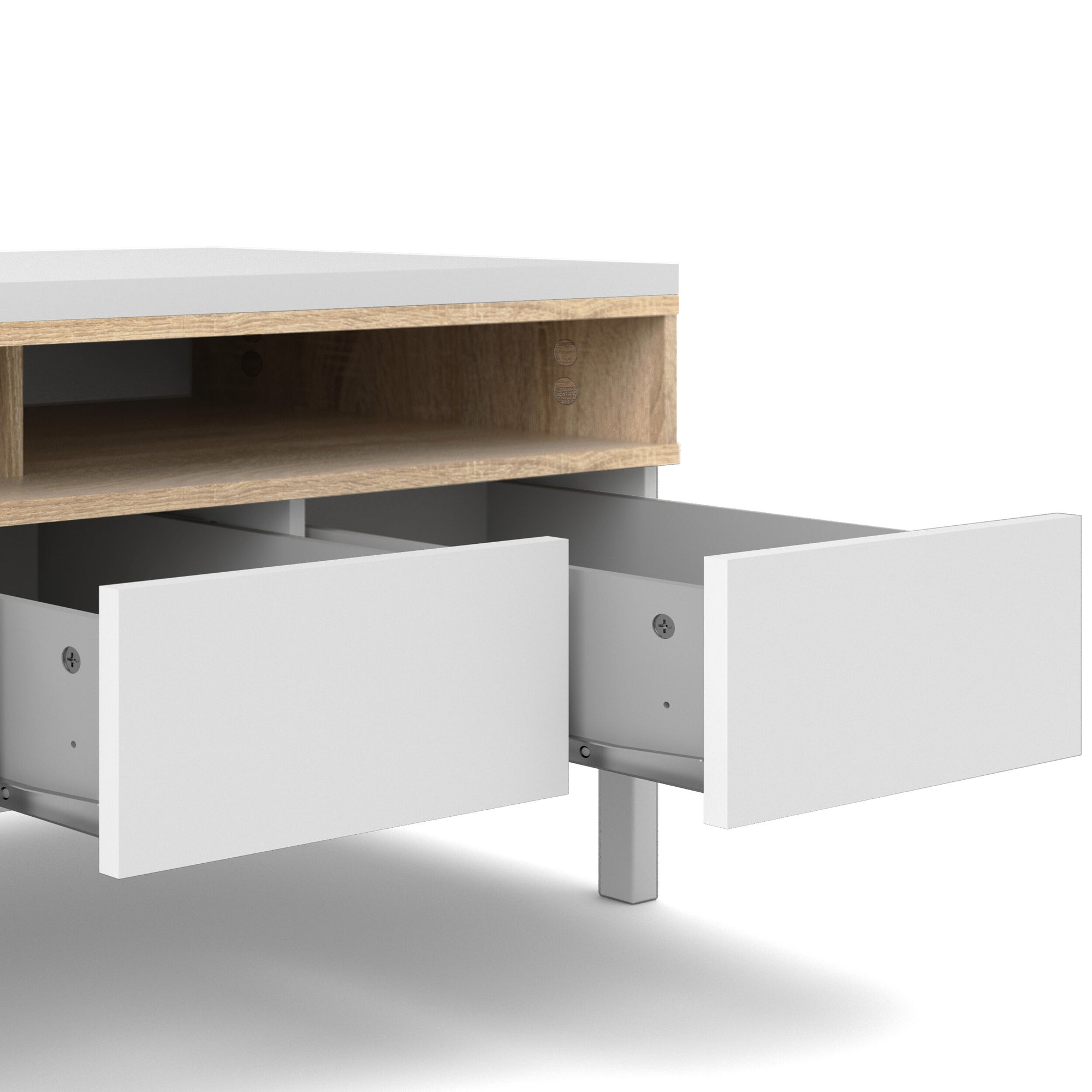 ARIVAR | מזנון נורדי ממלמין ומתכת, עם 3 מגירות, 2 מדפים פתוחים ודלת