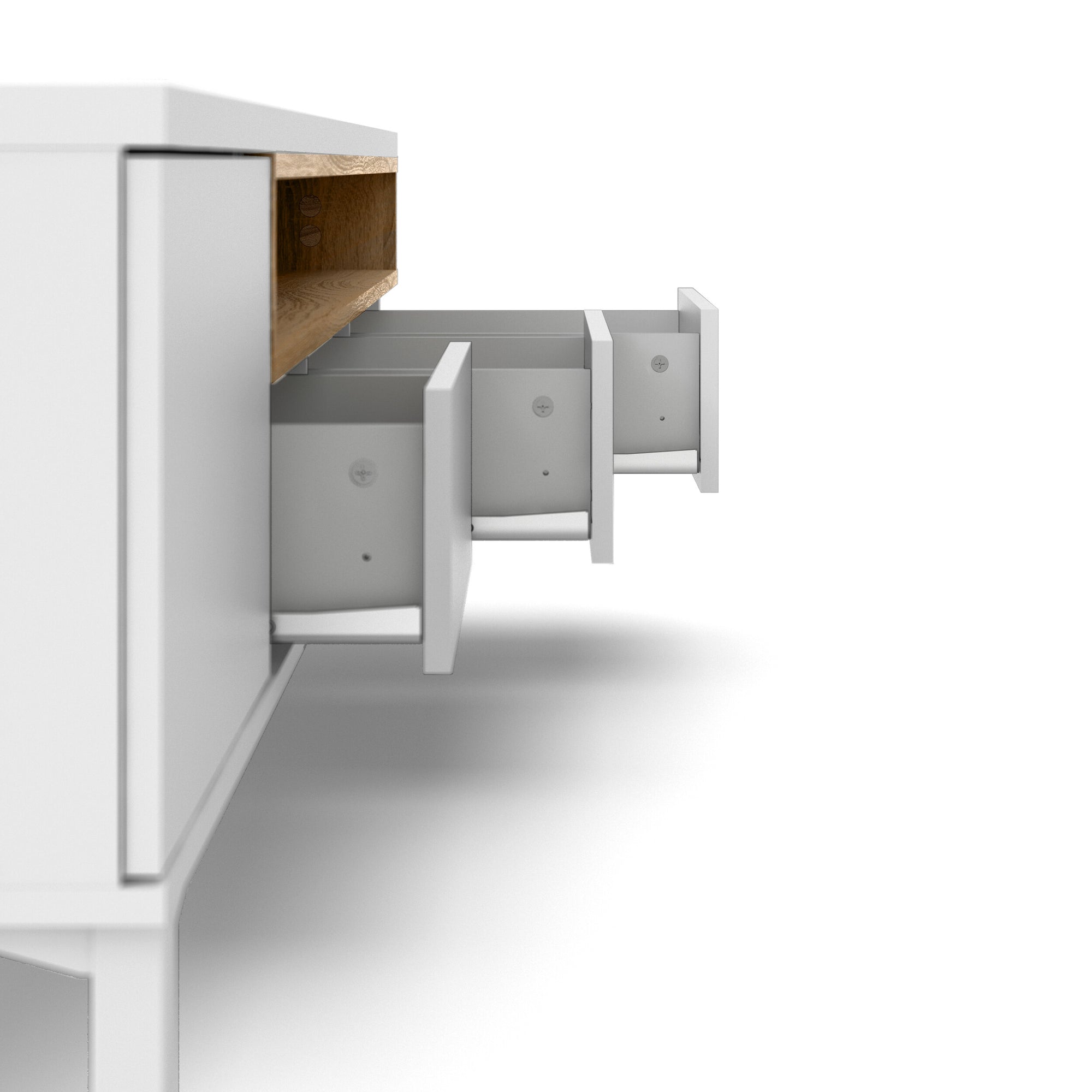 ARIVAR | מזנון נורדי ממלמין ומתכת, עם 3 מגירות, 2 מדפים פתוחים ודלת