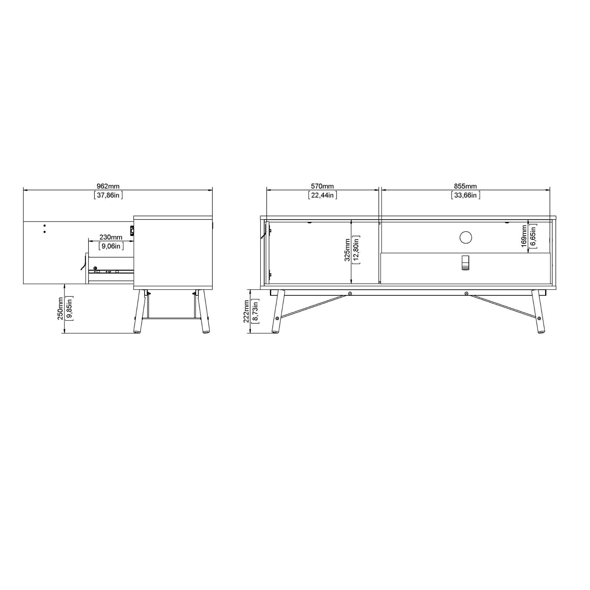 LAVAN | מזנון נורדי ממלמין, עם מגירה, מדף פתוח ומדף סגור