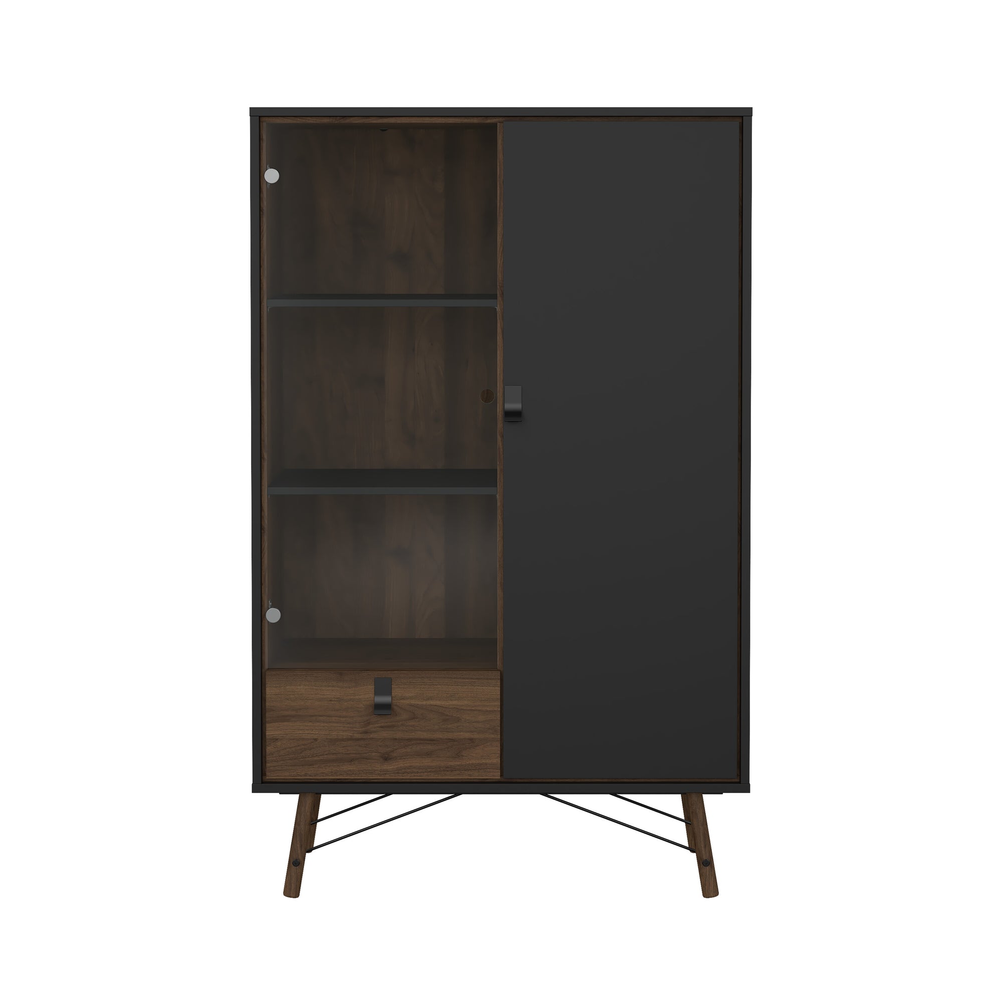 EYDIRRO | שידת אחסון ממלמין וזכוכית, עם מגירה ומדפים סגורים