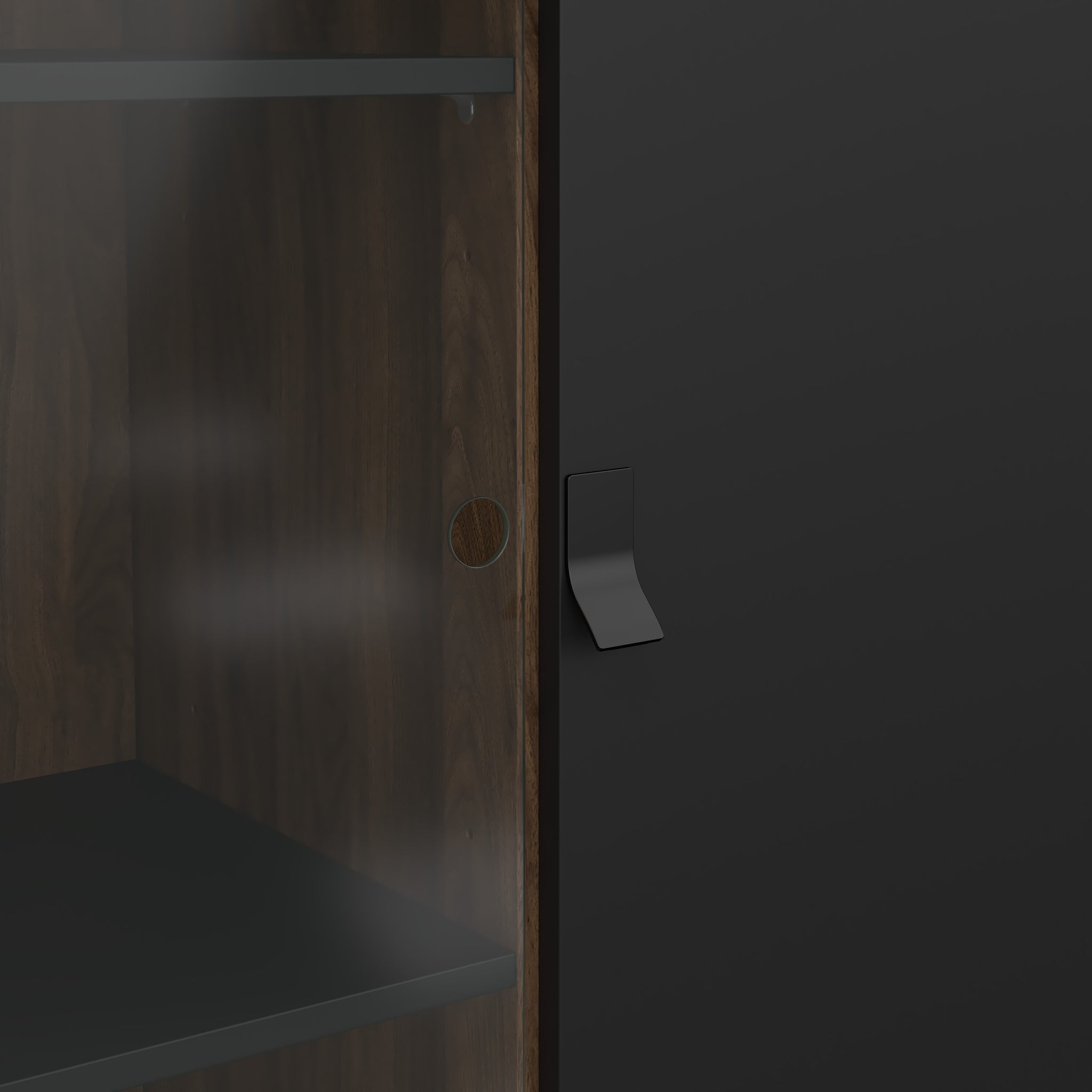 EYDIRRO | שידת אחסון ממלמין וזכוכית, עם מגירה ומדפים סגורים