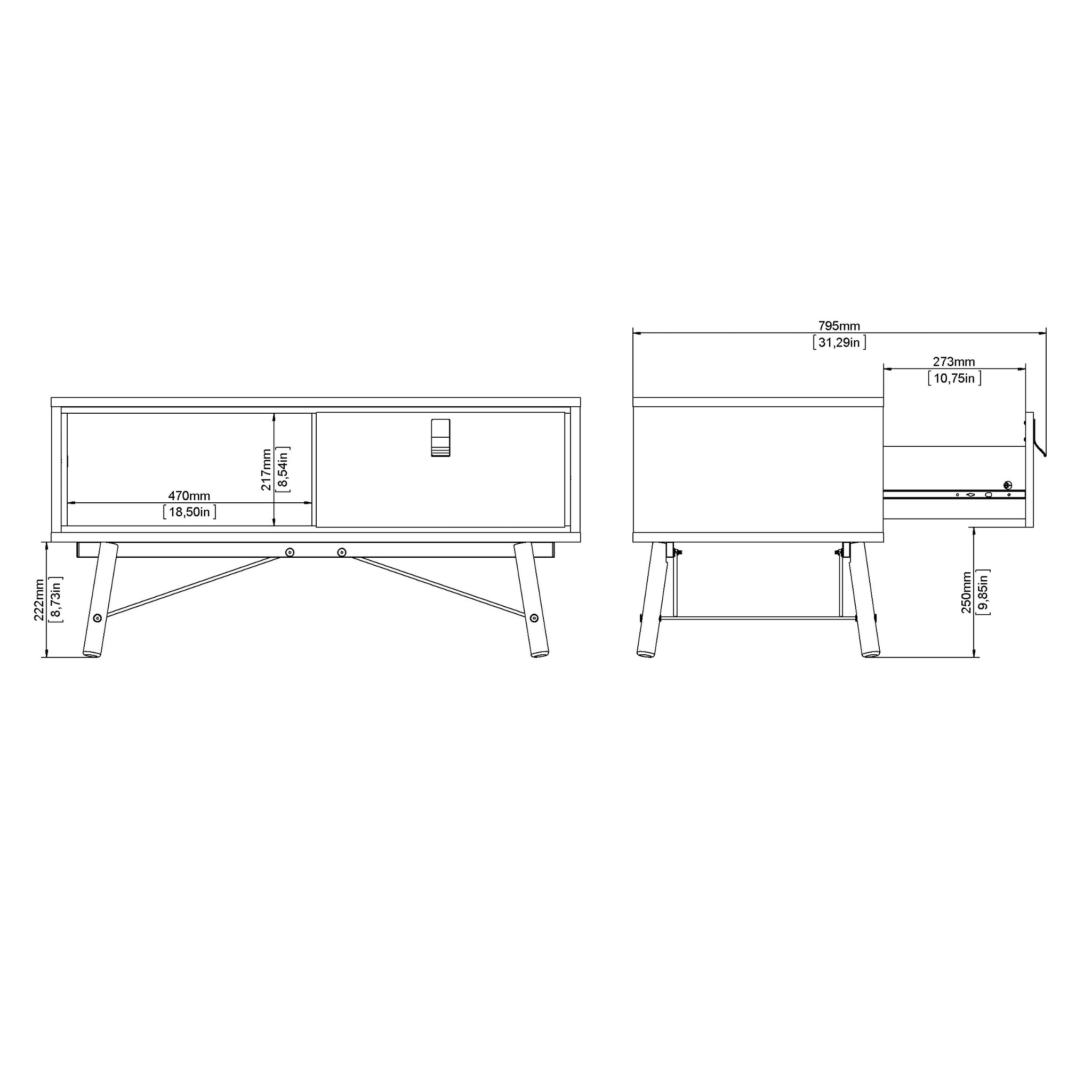 ALFUN | שולחן סלון מלבני ממלמין, 100/50 ס"מ