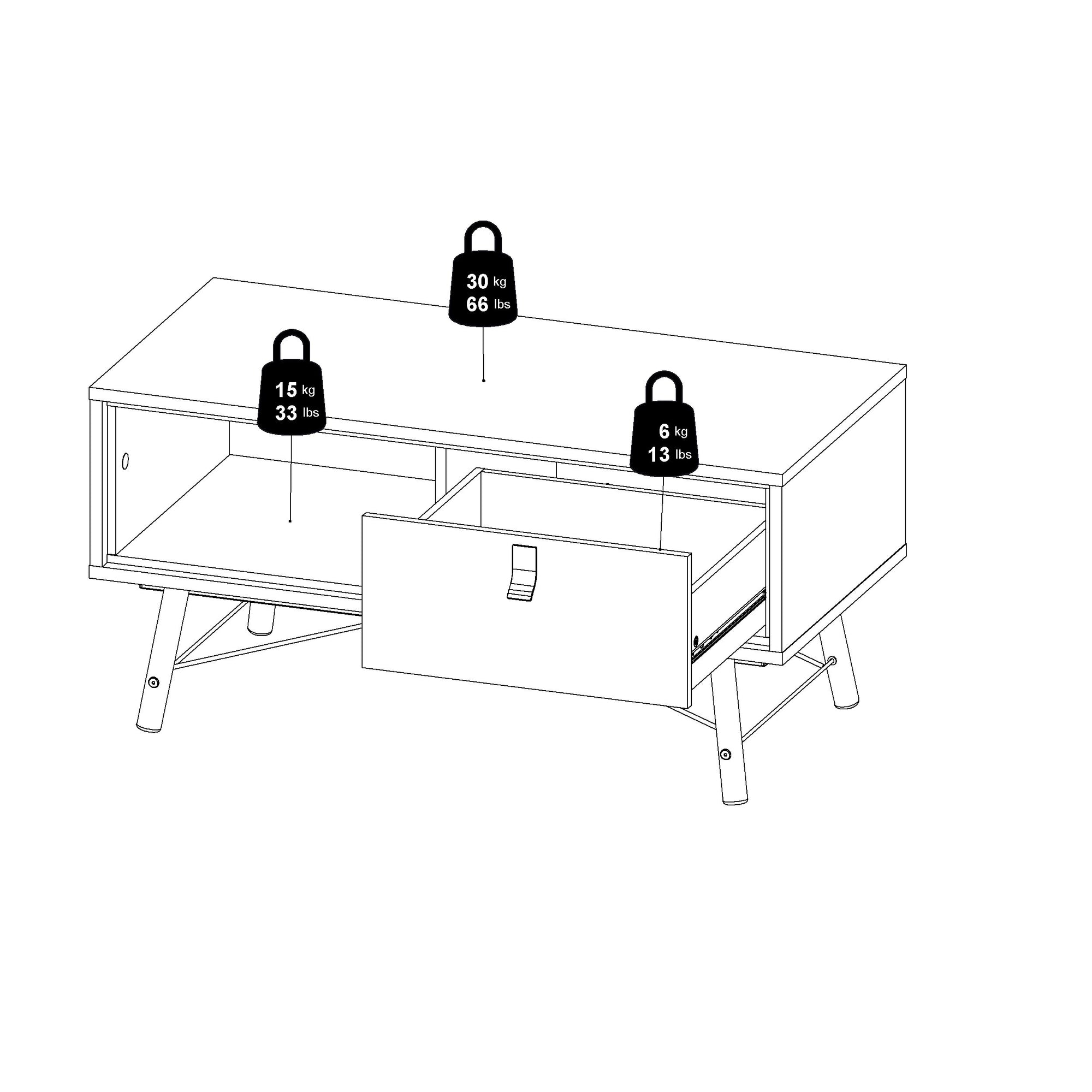 ALFUN | שולחן סלון מלבני ממלמין, 100/50 ס"מ