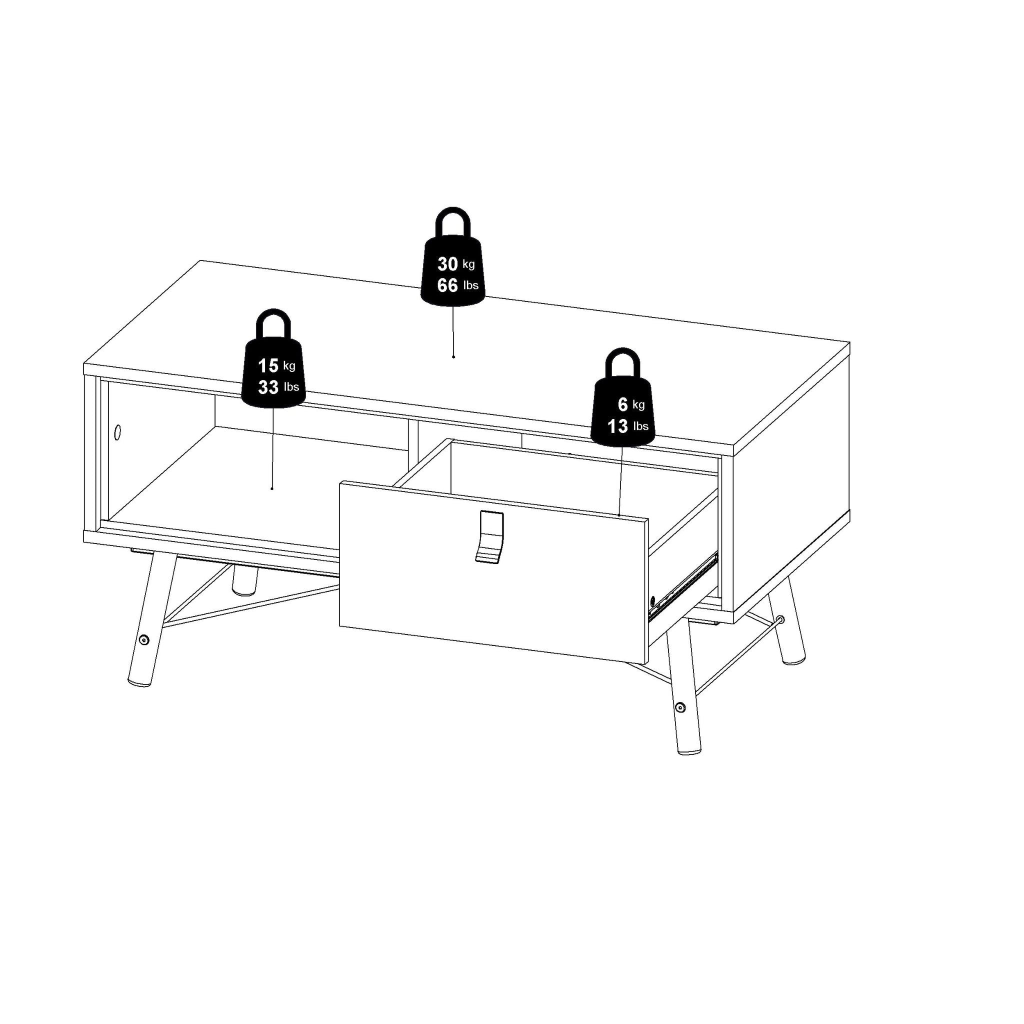 ALFUN | שולחן סלון מלבני ממלמין, 100/50 ס"מ