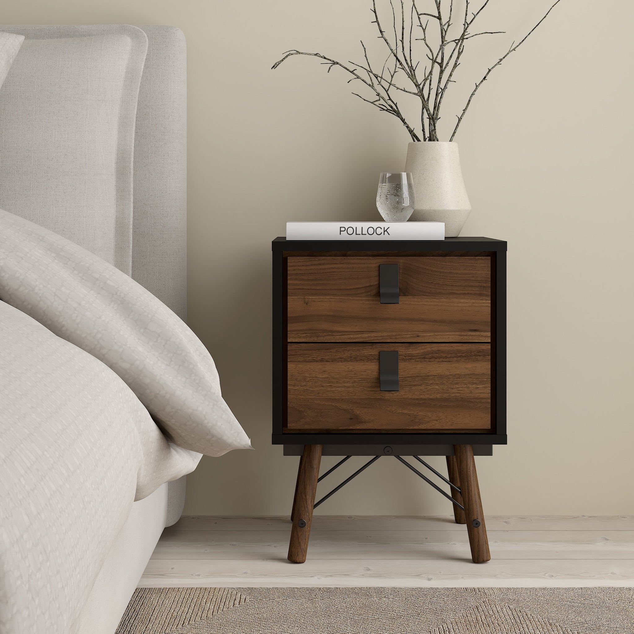 ORVIK | שידת לילה ממלמין 44/40 ס"מ, עם 2 מגירות