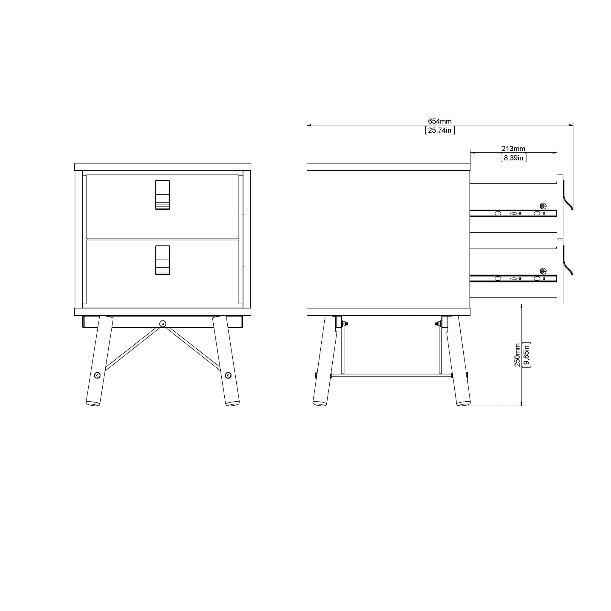 ORVIK | שידת לילה ממלמין 44/40 ס"מ, עם 2 מגירות