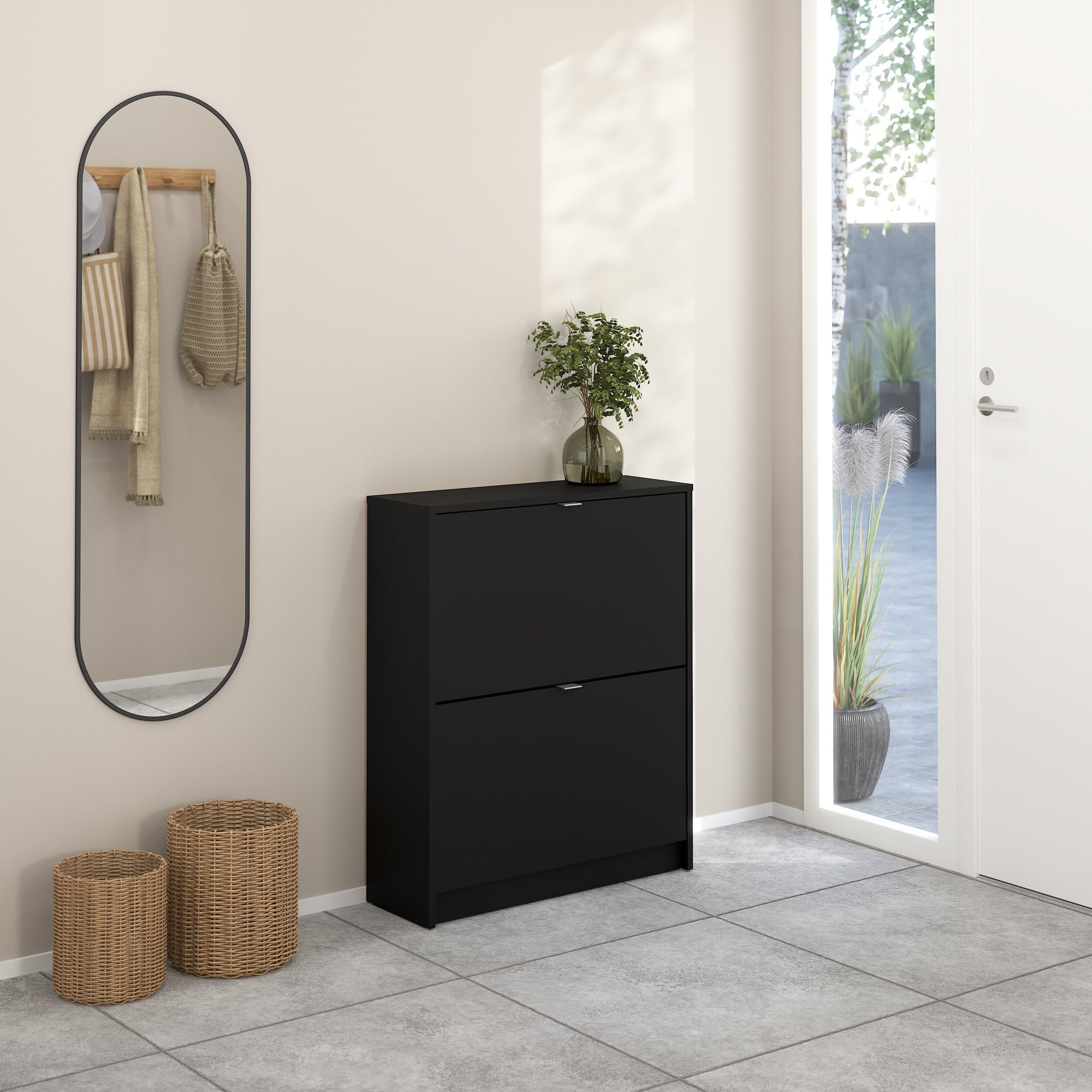 RUNIK | ארון נעליים ממלמין, עם מדפים כפולים