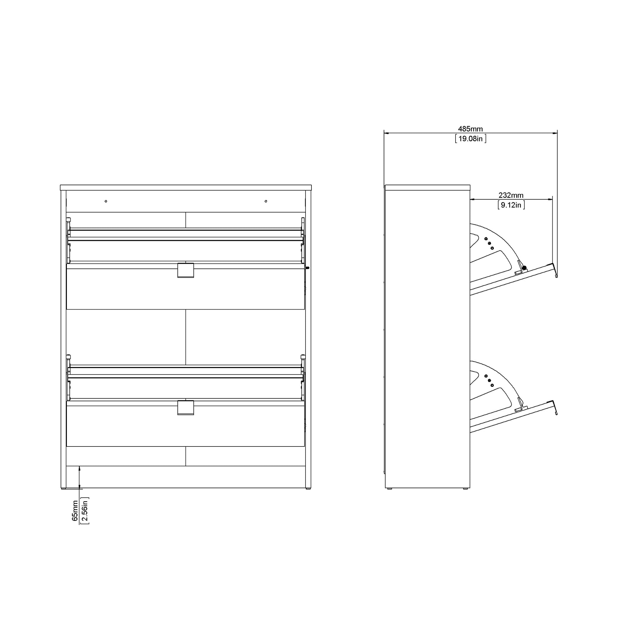 RUNIK | ארון נעליים ממלמין, עם מדפים כפולים