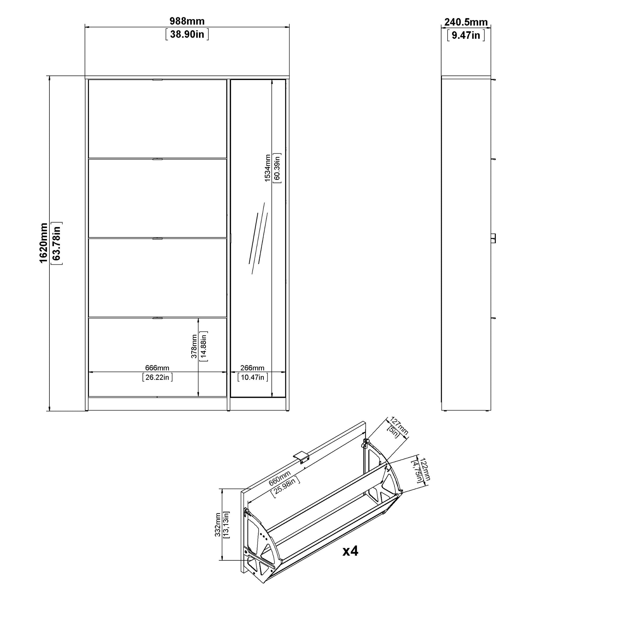 SIGRO | ארון נעליים ממלמין בשילוב מראה - KUALA