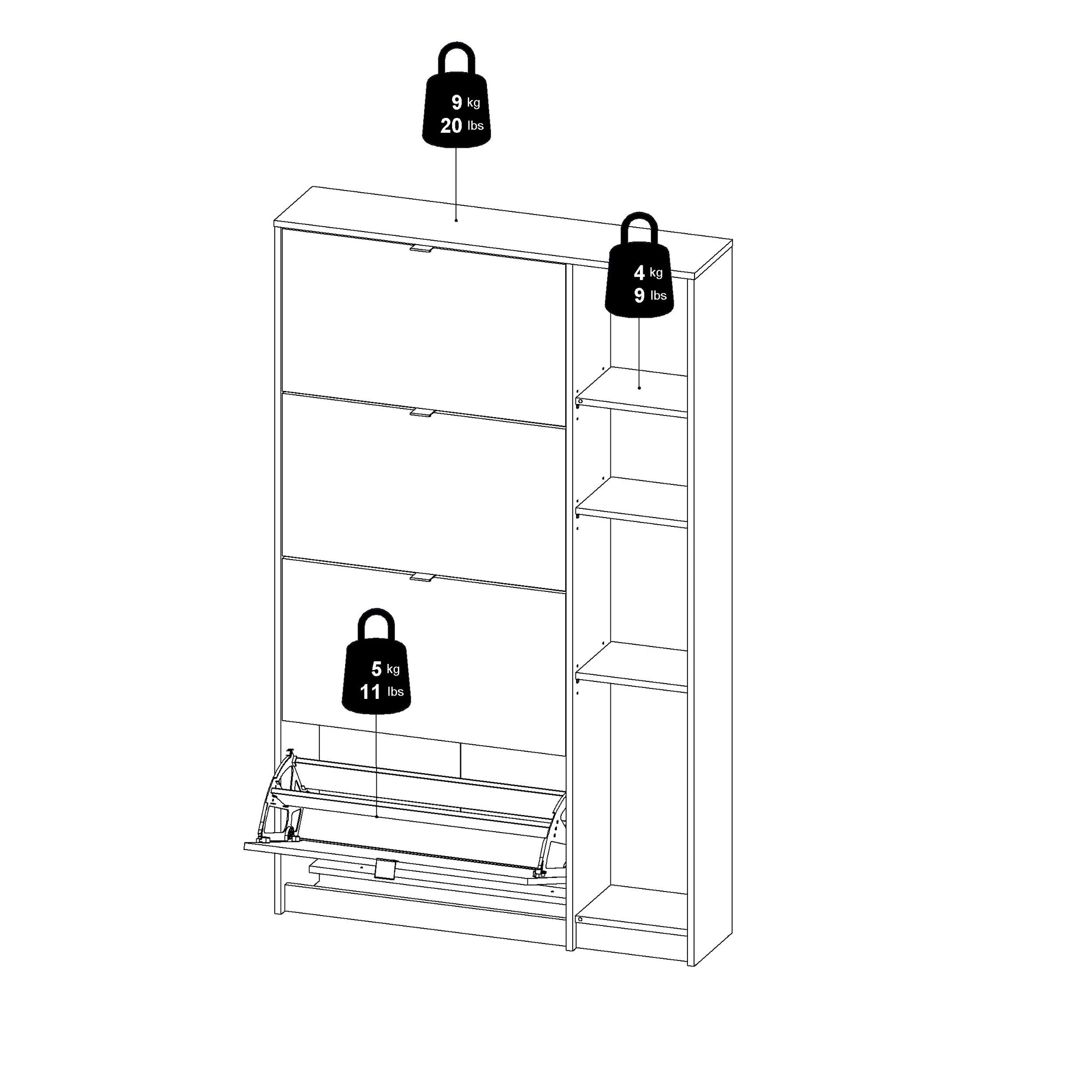 SIGRO | ארון נעליים ממלמין בשילוב מראה - KUALA