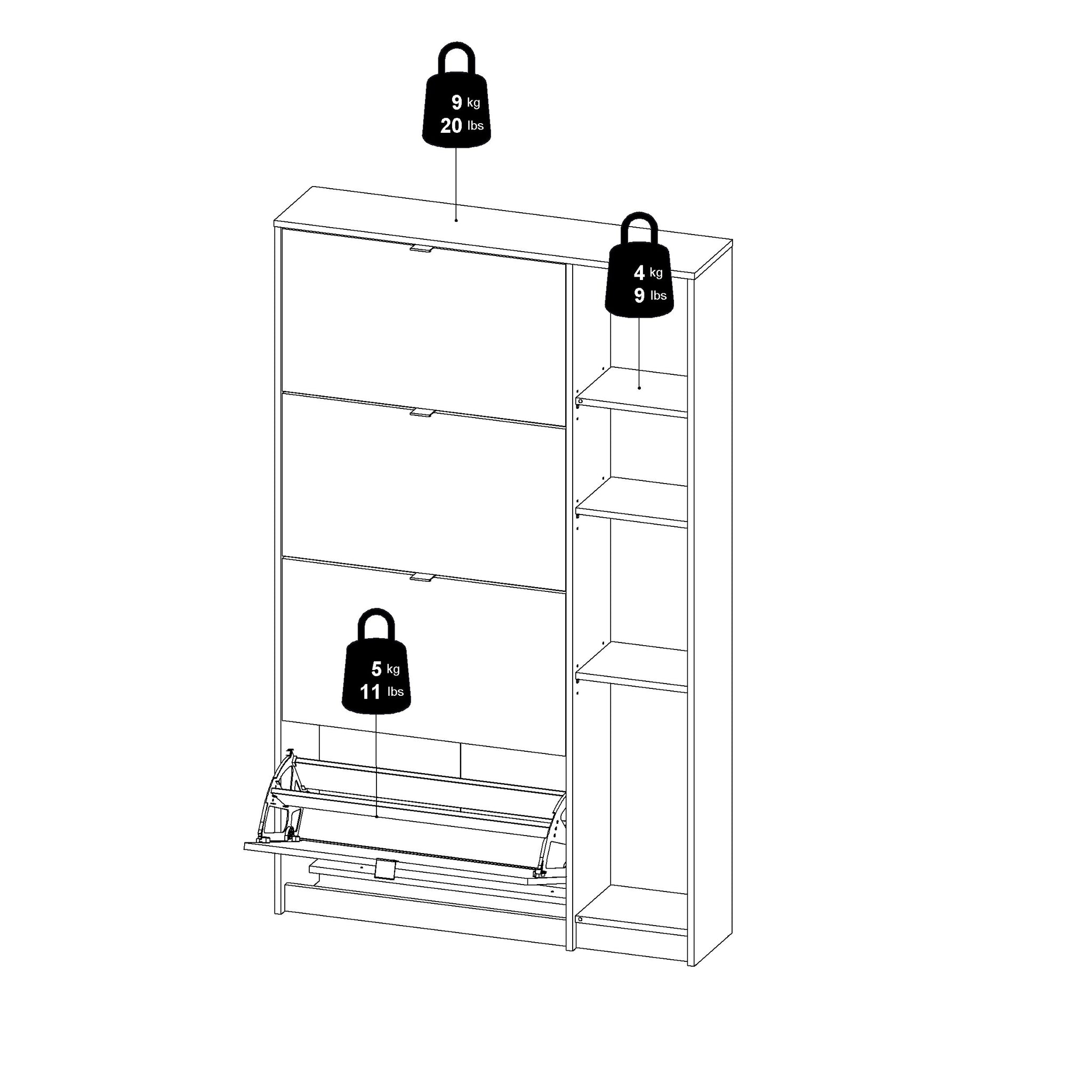 SIGRO | ארון נעליים ממלמין בשילוב מראה - KUALA