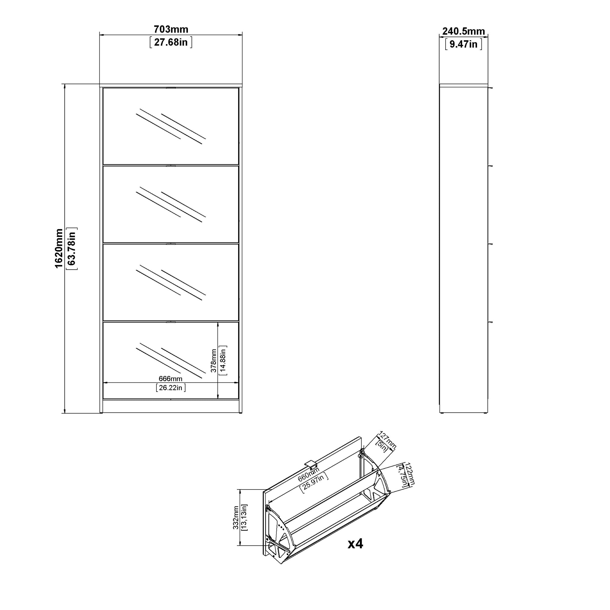 DAGBER | ארון נעליים ממלמין בשילוב מראה
