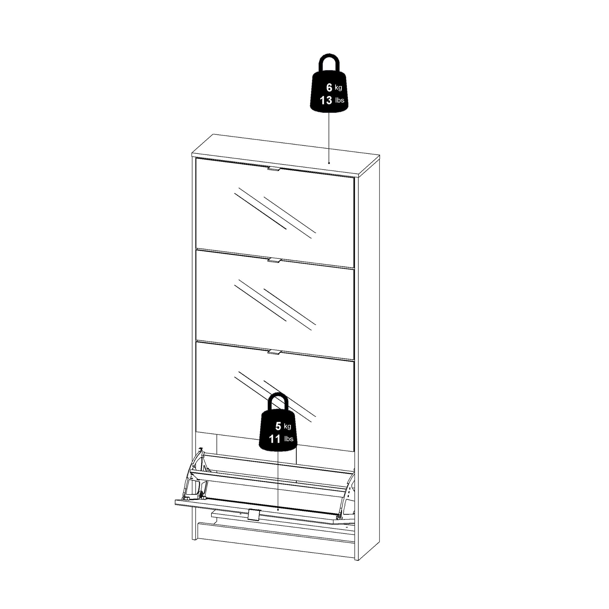 DAGBER | ארון נעליים ממלמין בשילוב מראה