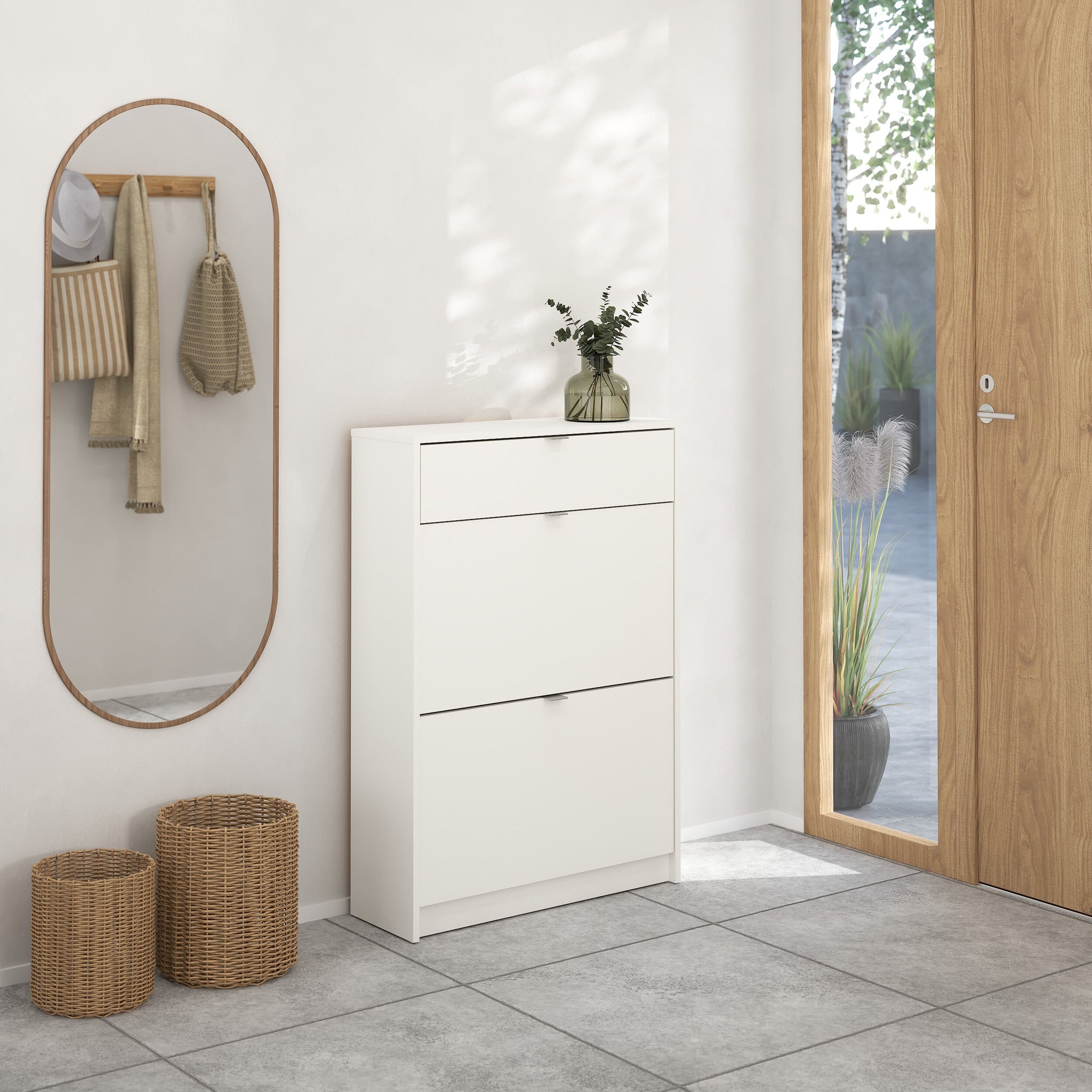 DAGLU | ארון נעליים מלמין עם מגירה ומדפים כפולים